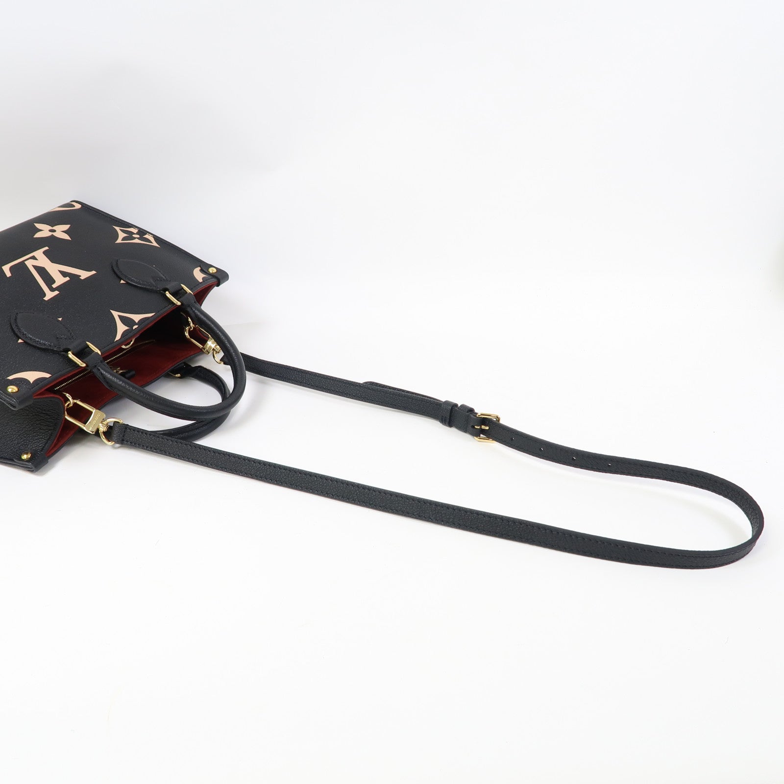 LOUIS VUITTON Monogram Empreinte On The Go PM金扣手挽肩背兩用袋黑色