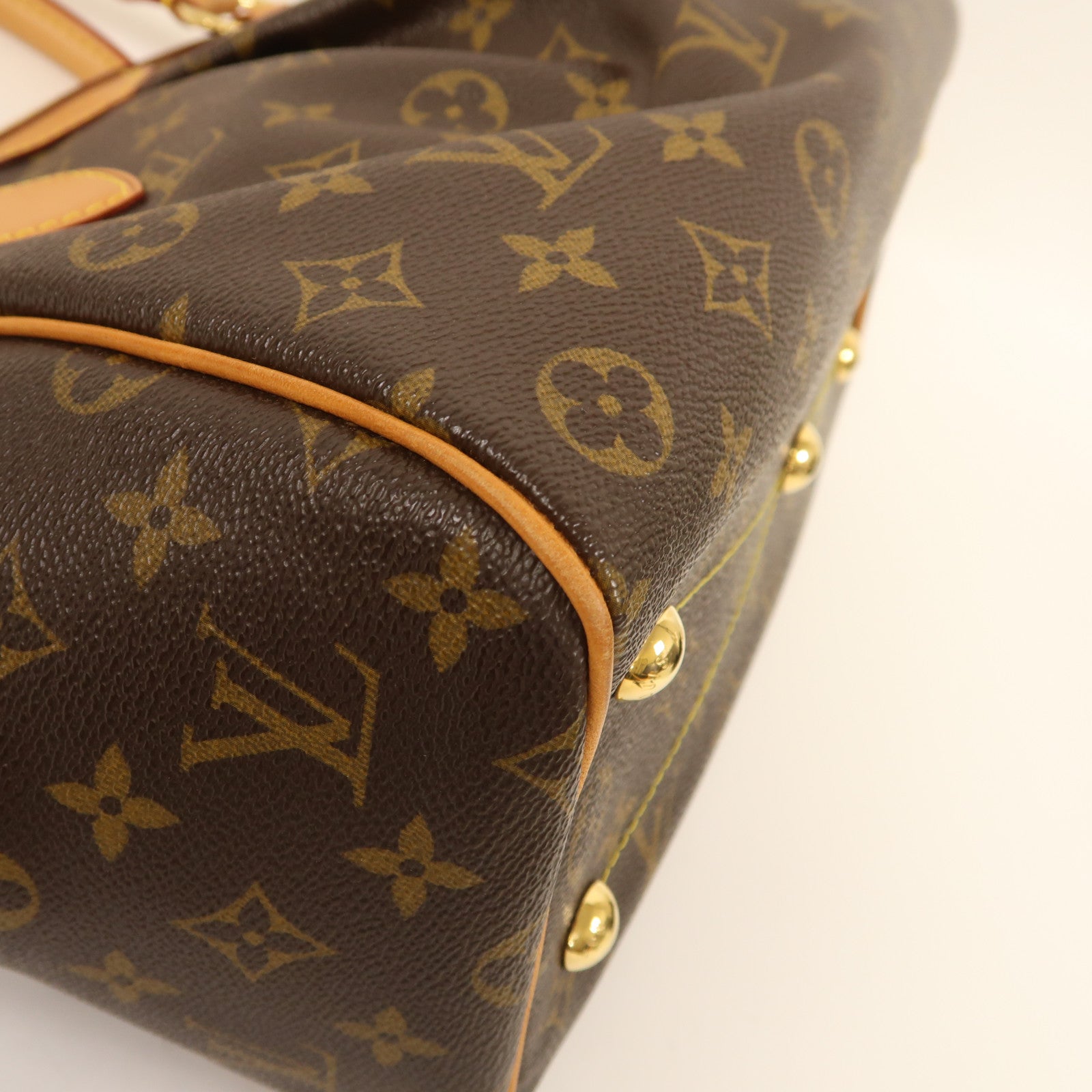 LOUIS VUITTON Monogram Tivoli PM金扣手挽袋棕色