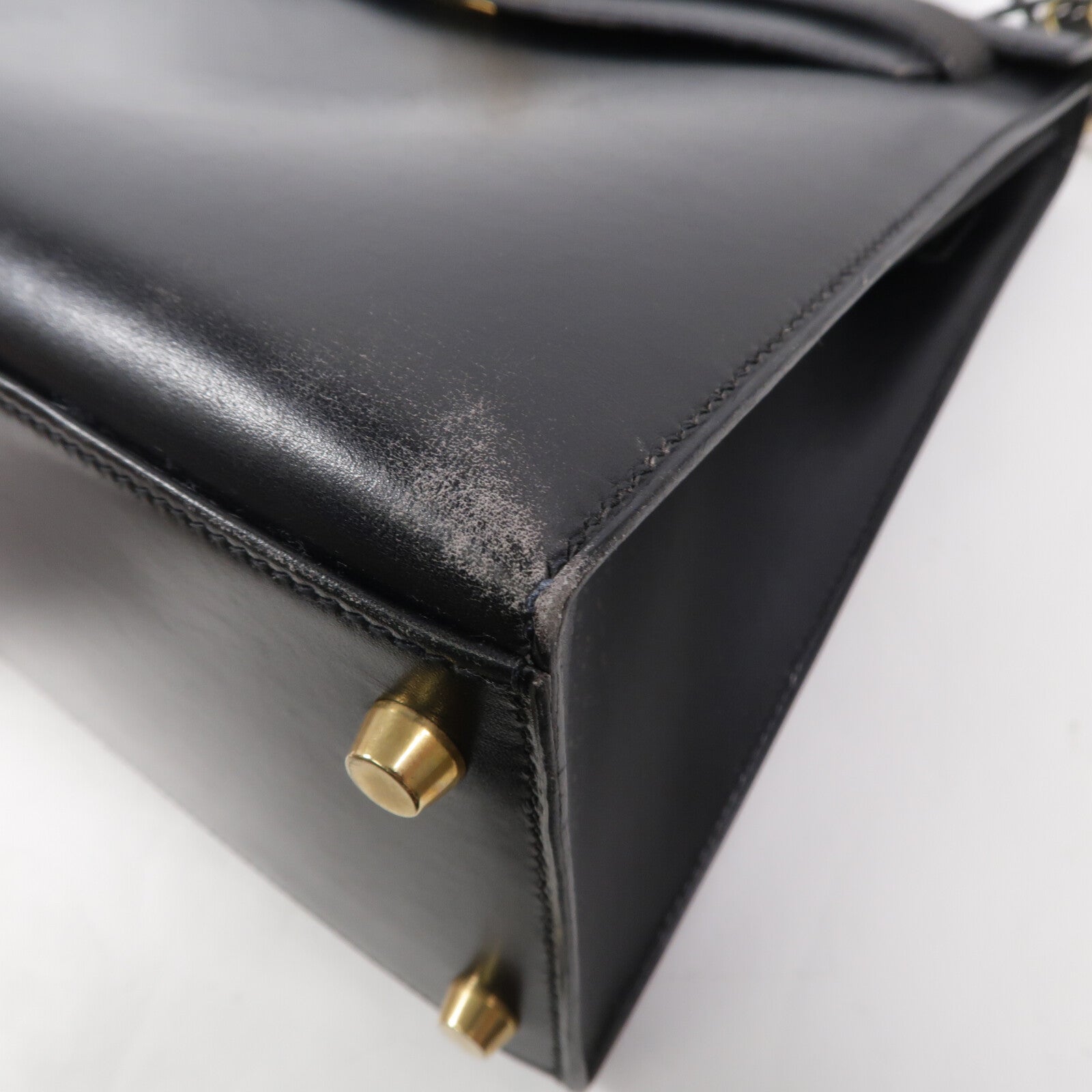 HERMES Box皮革Kelly 32手挽肩背兩用袋Noir