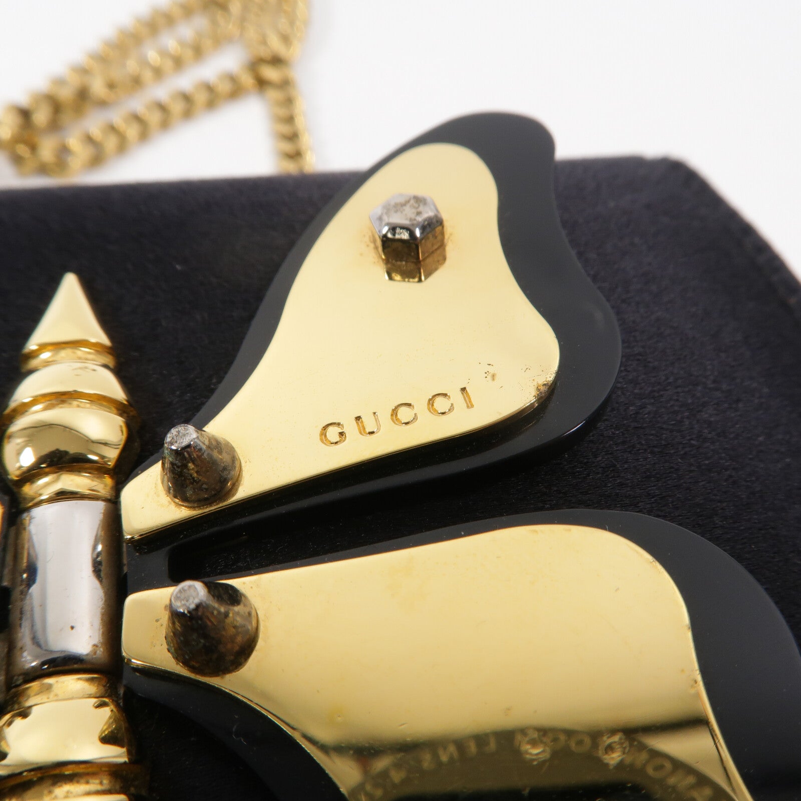 GUCCI Satin Butterfly鏈帶肩背袋