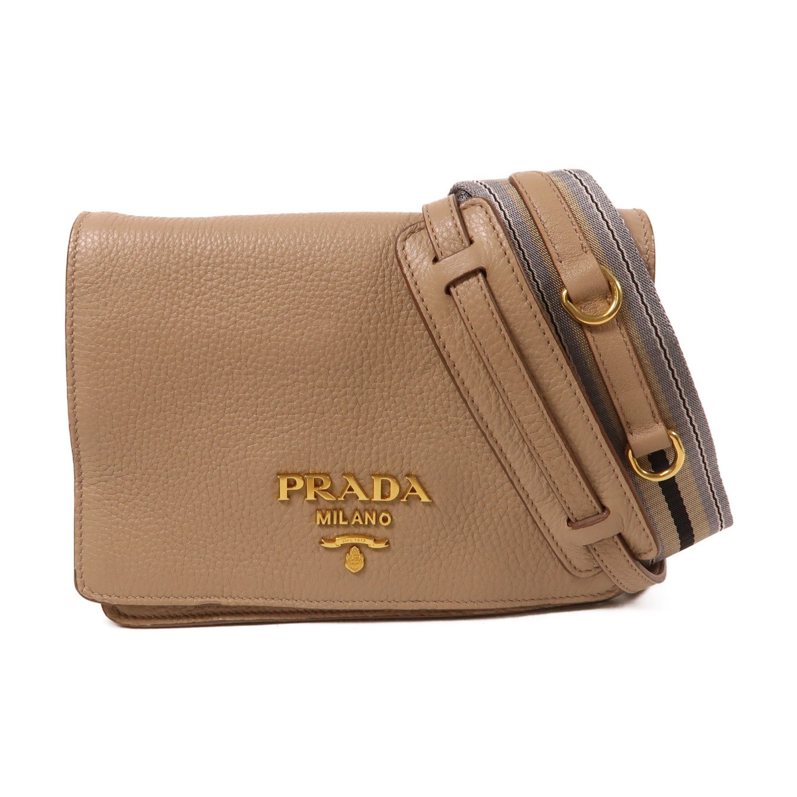 PRADA 牛皮皮革Shoulder Bag金扣肩背袋