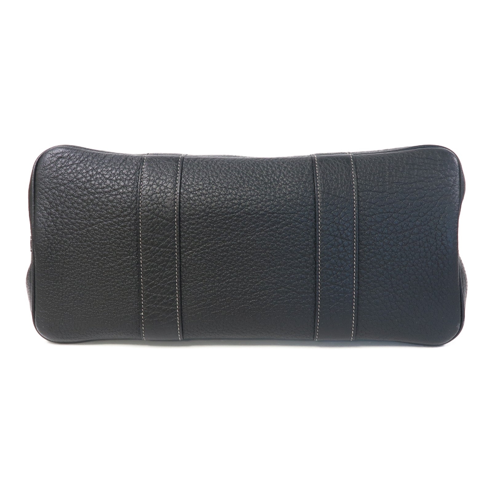 HERMES 帆布Garden Party PM銀扣手挽袋Noir黑色