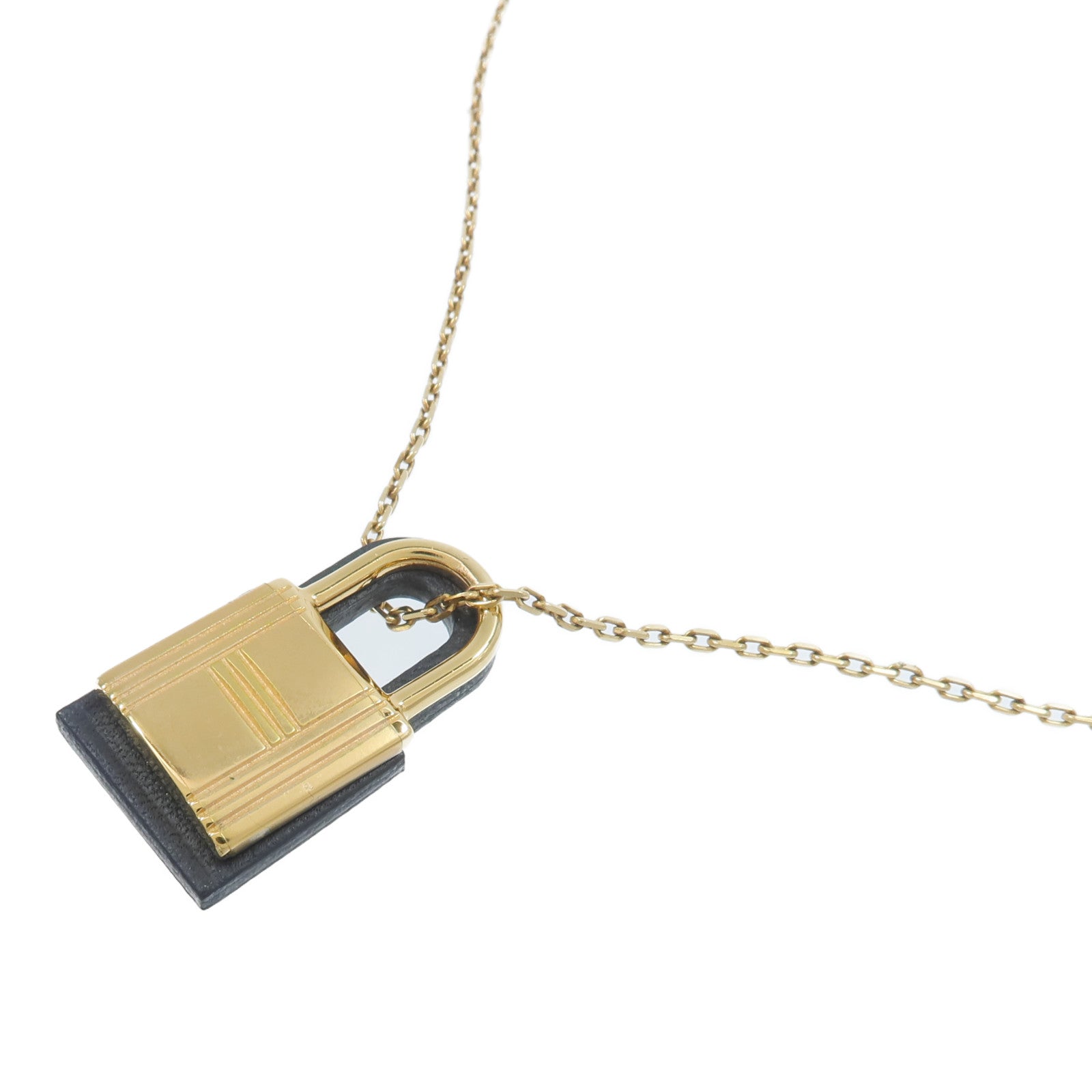 HERMES 金屬/Swift皮革O'Kelly Necklace項鍊Noir