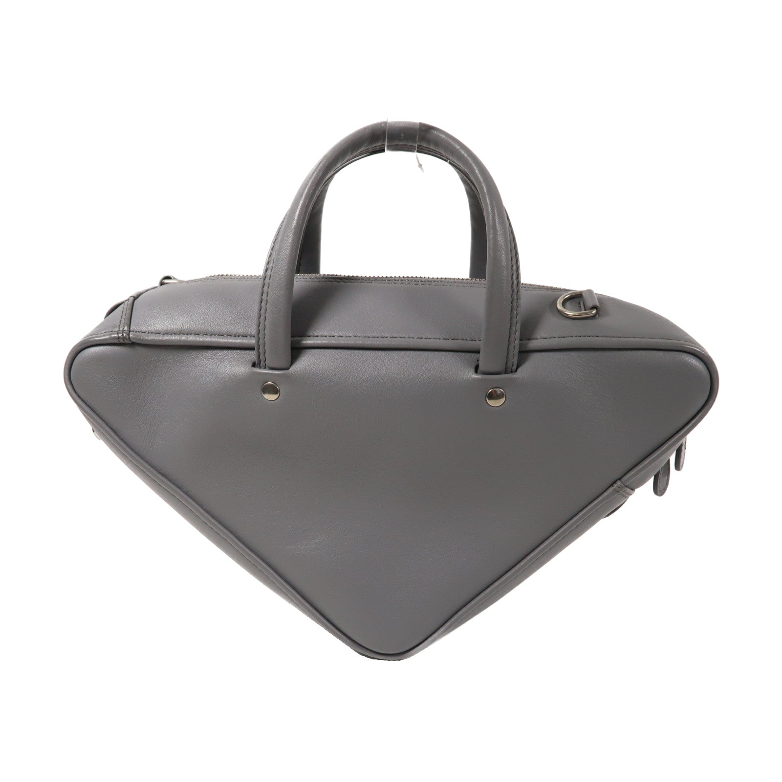 BALENCIAGA 【激減優惠】牛皮皮革Triangle銀扣手挽肩背兩用袋灰色
