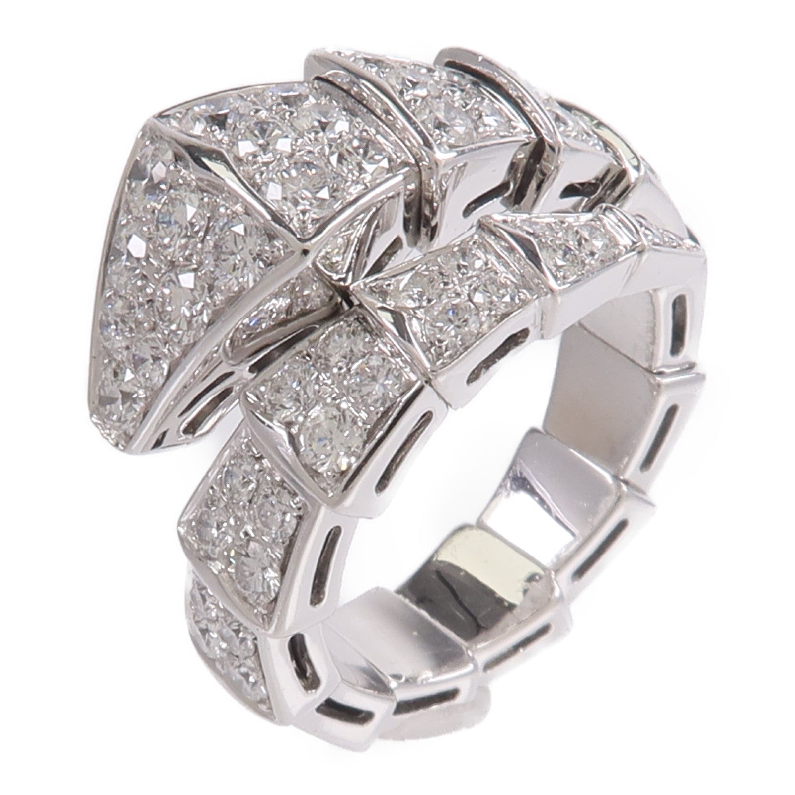 BVLGARI 18K白金Serpenti Viper Ring鑽石戒指