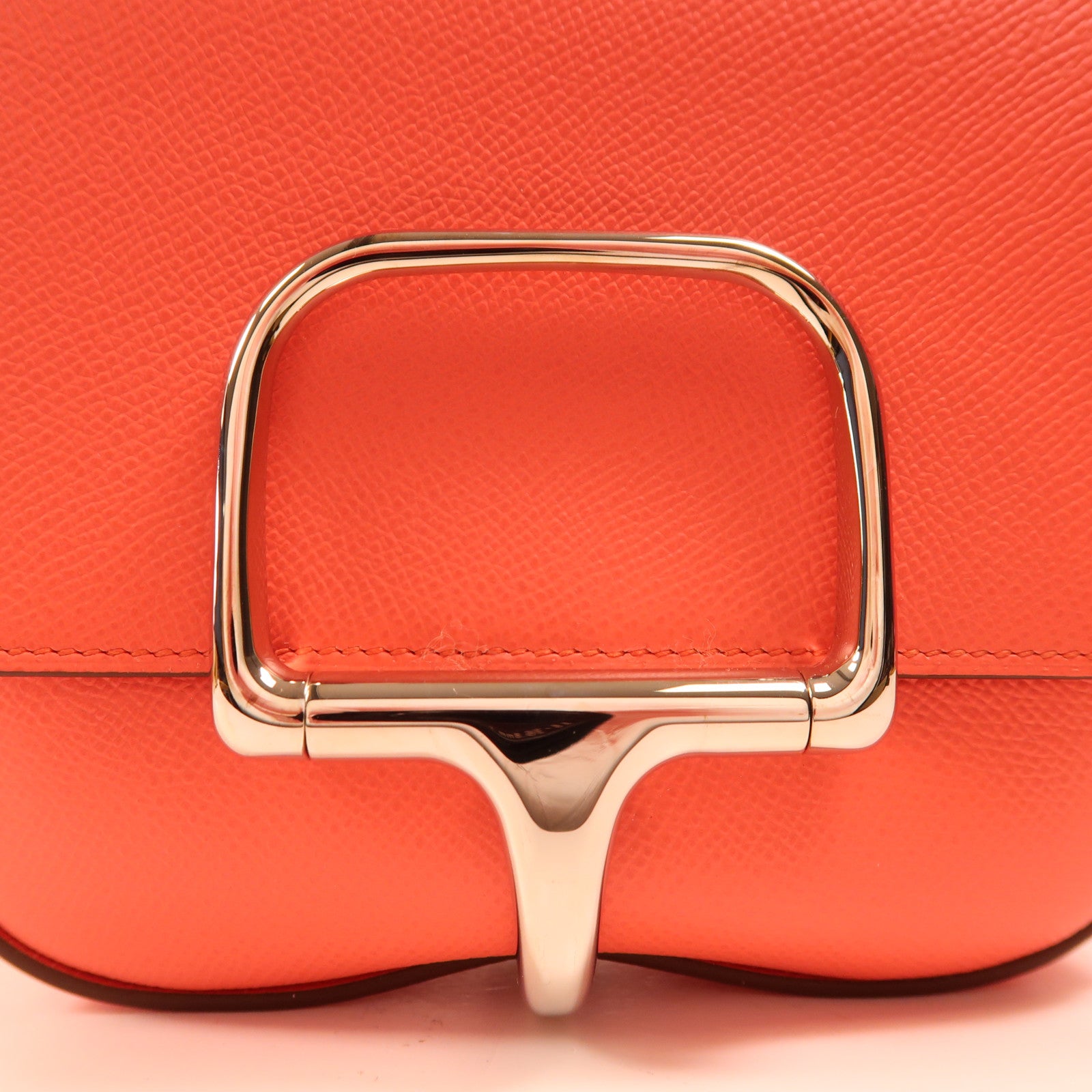 HERMES Epsom皮革Della Cavalleria Mini銀扣肩背袋Rose Texas