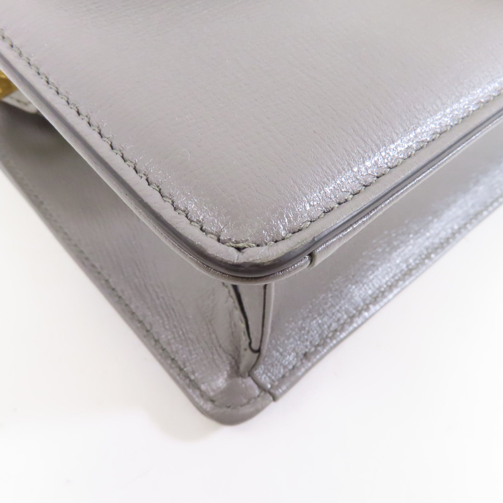 GUCCI GG GHW Shoulder Bag Crossbody 589474 Calfskin Leather Gray