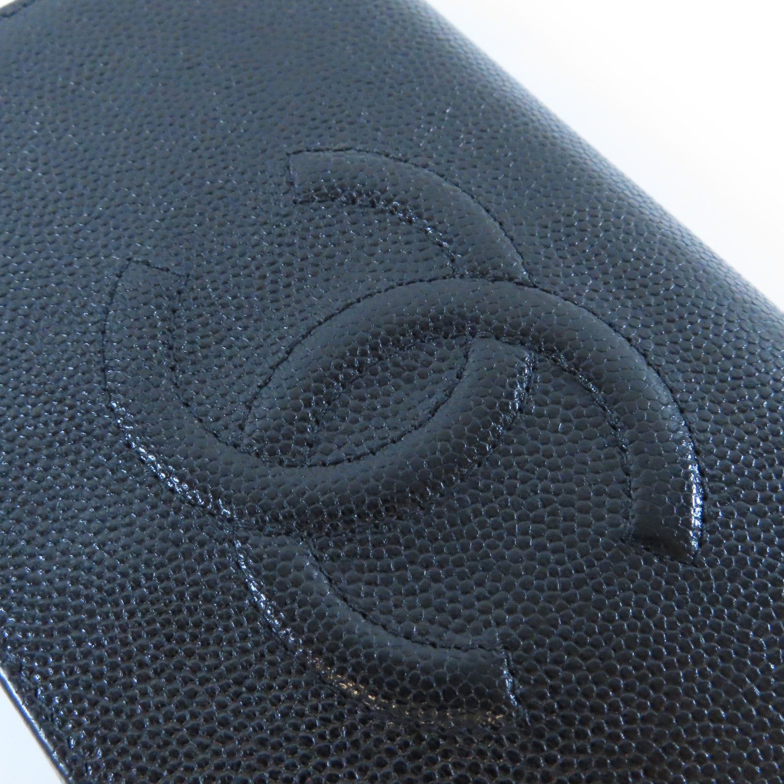 CHANEL **【激減優惠】Caviar皮革Long Wallet金扣長錢包黑色