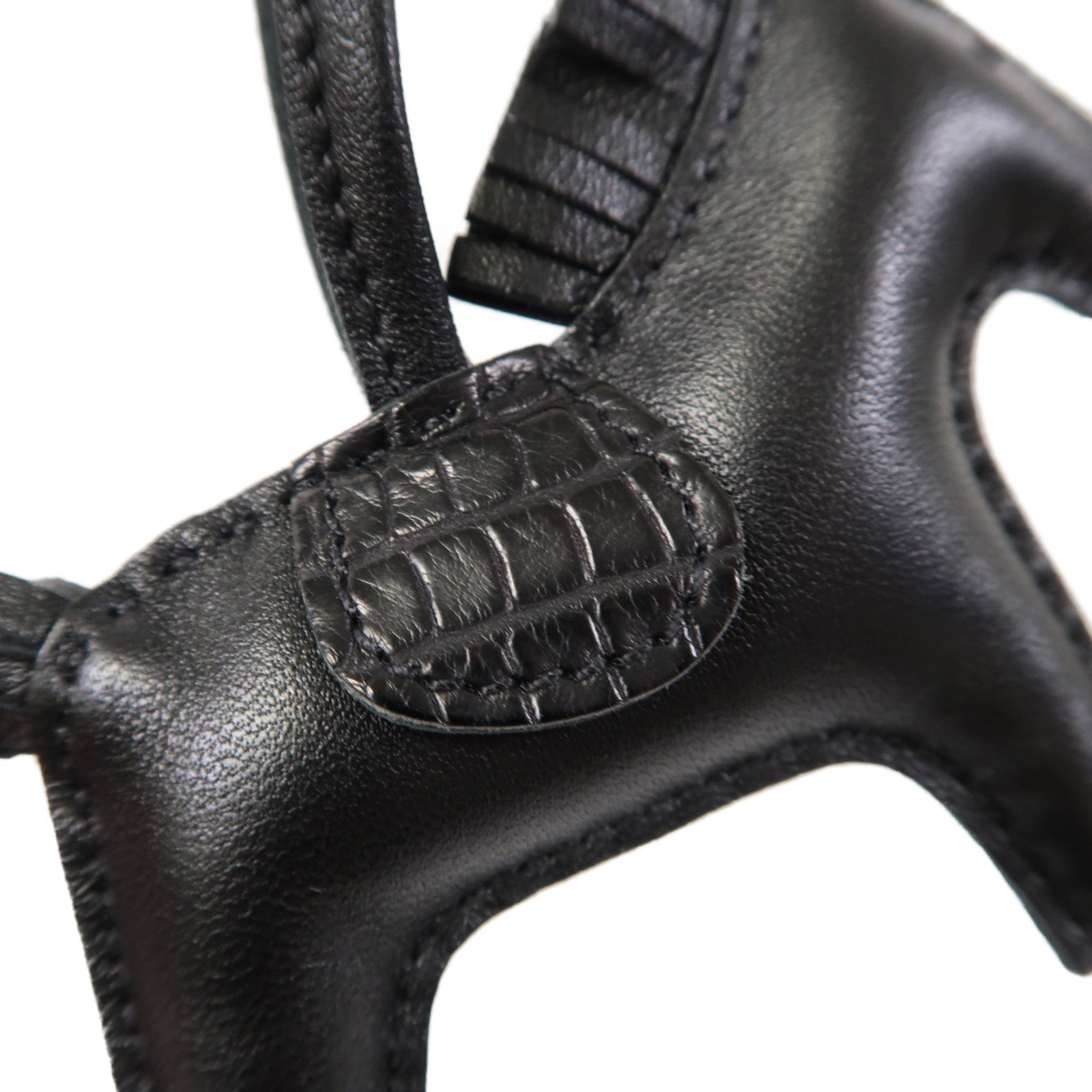 HERMES Swift皮革Rodeo掛飾黑色