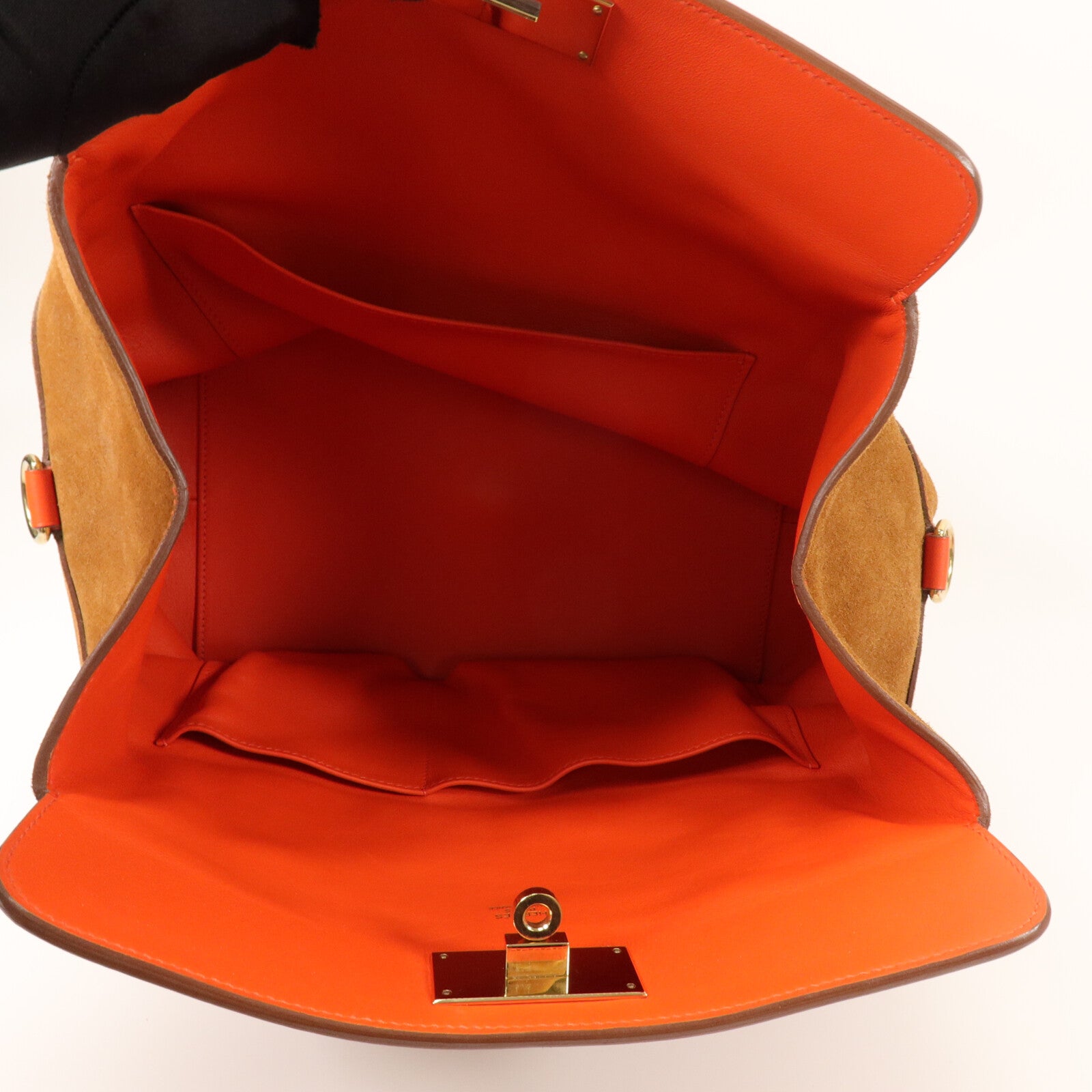 HERMES Veau Doblis/Swift皮革Tool Box 26手挽肩背兩用袋Capucine/Chamois