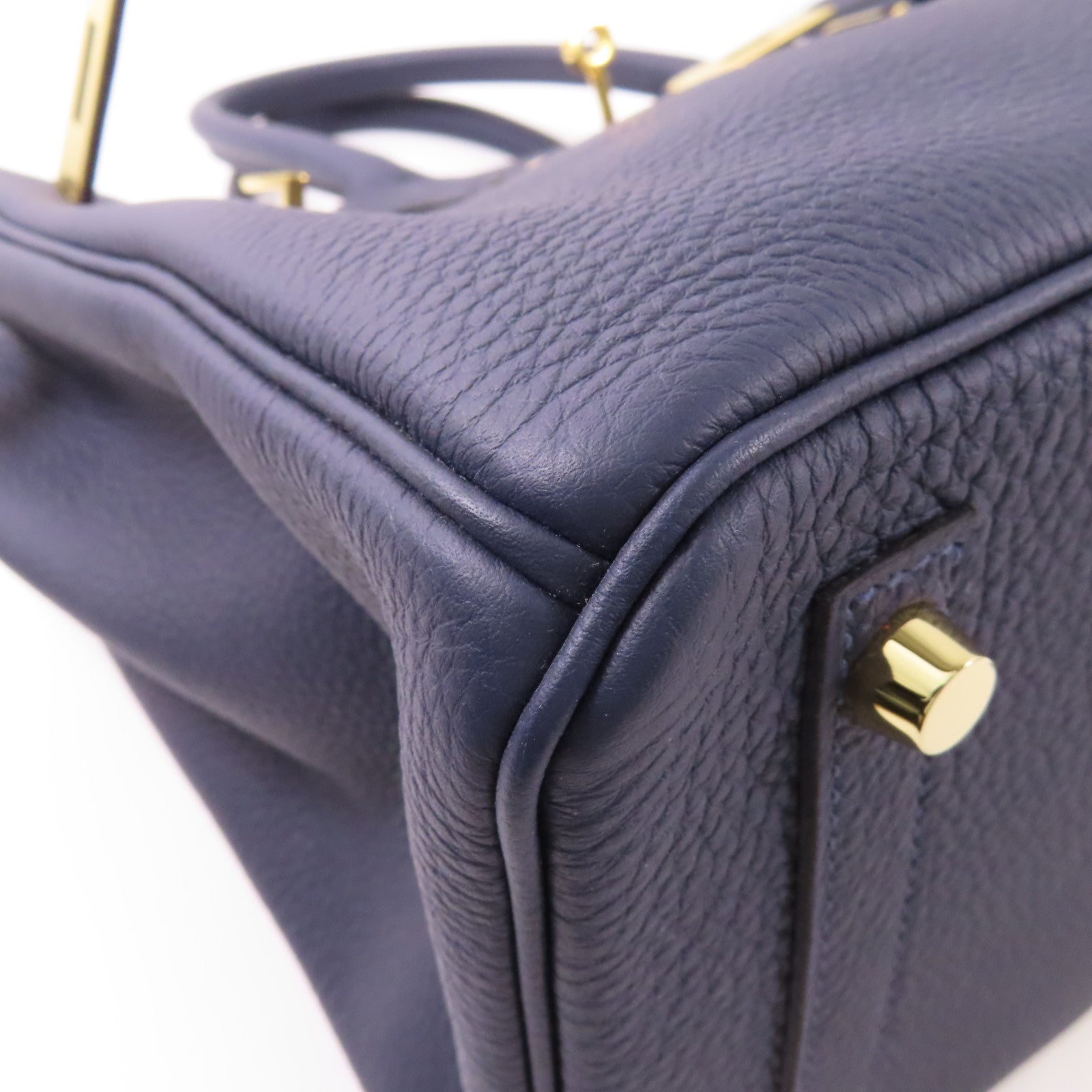 HERMES Clemence皮革Birkin 30金扣手挽袋Bleu Nuit
