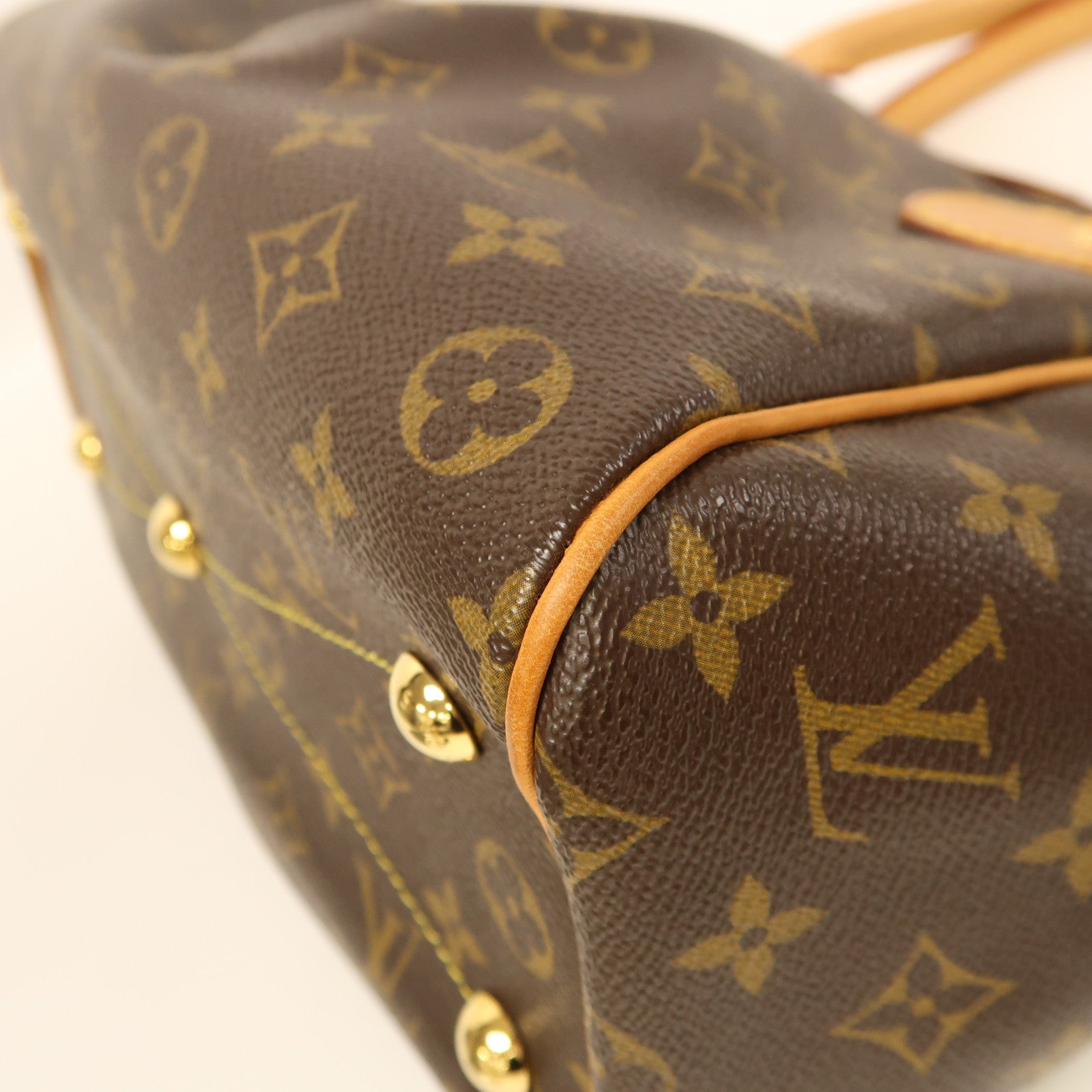 LOUIS VUITTON Monogram Tivoli PM金扣手挽袋棕色