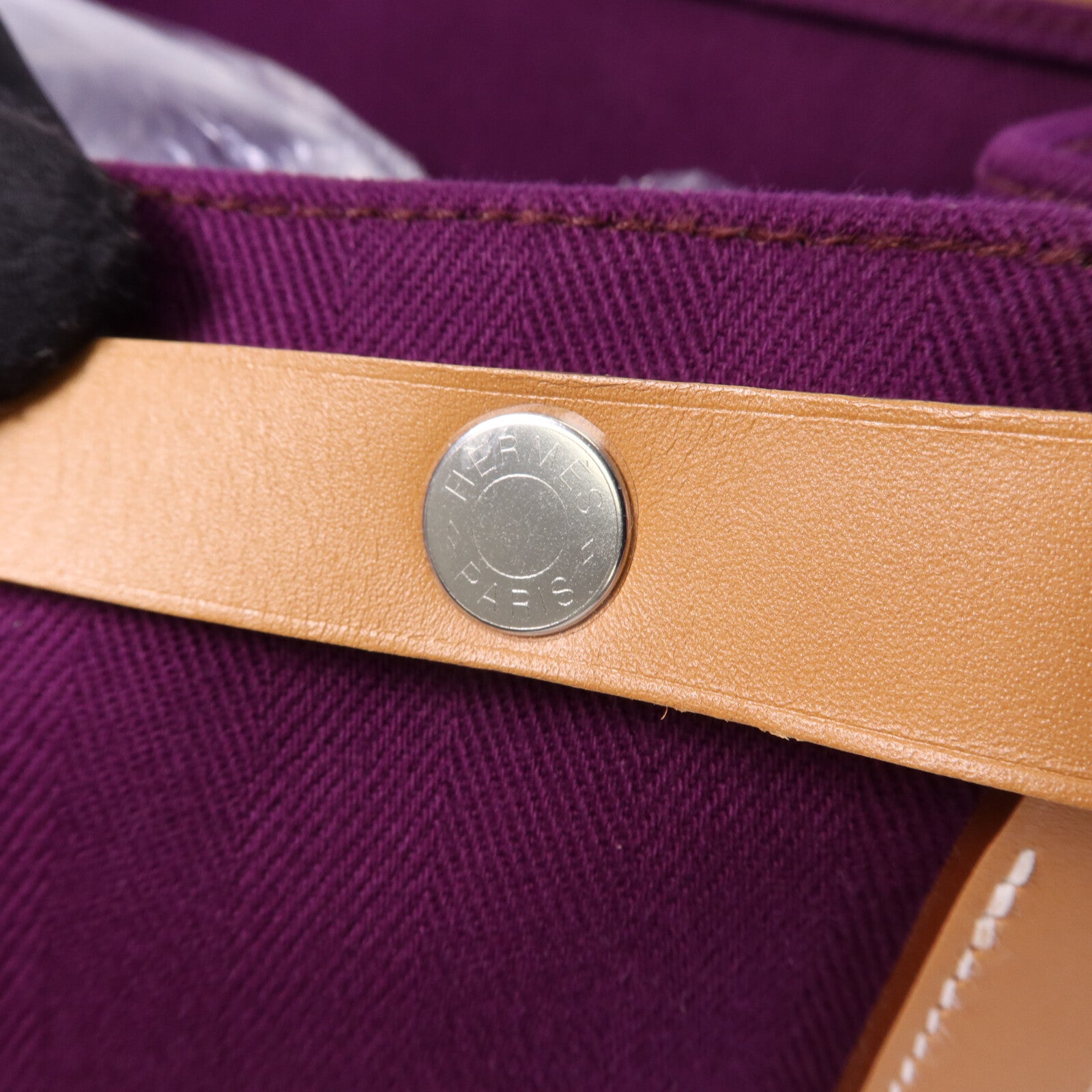 HERMES 帆布Cabalicol銀扣肩背袋Anemone