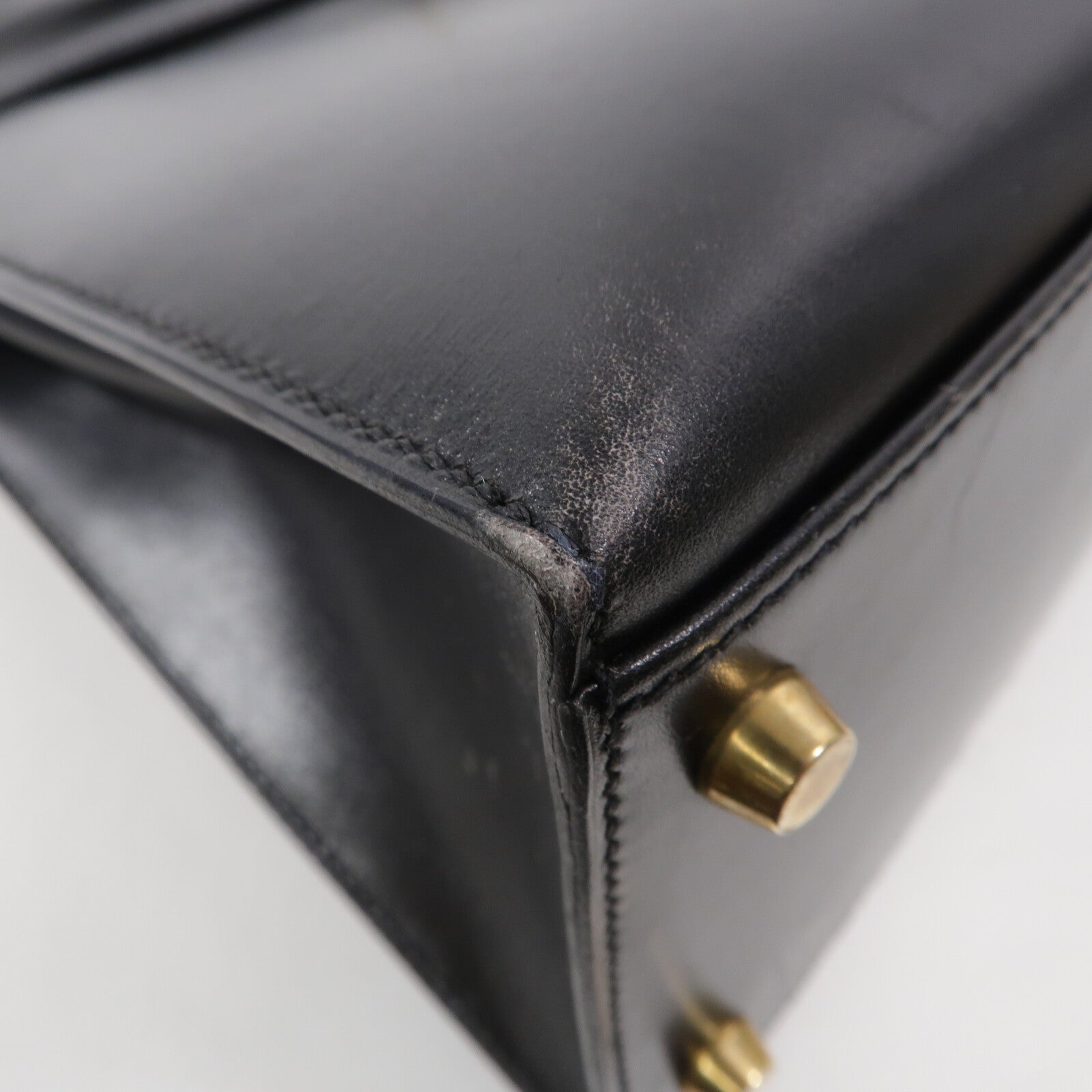 HERMES Box皮革Kelly 32手挽肩背兩用袋Noir