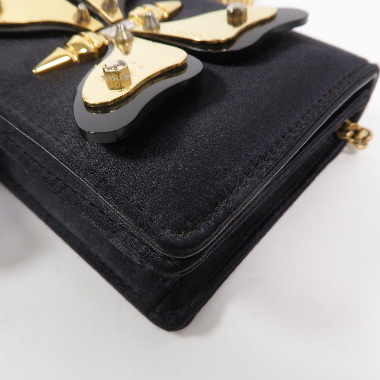 GUCCI Satin Butterfly鏈帶肩背袋