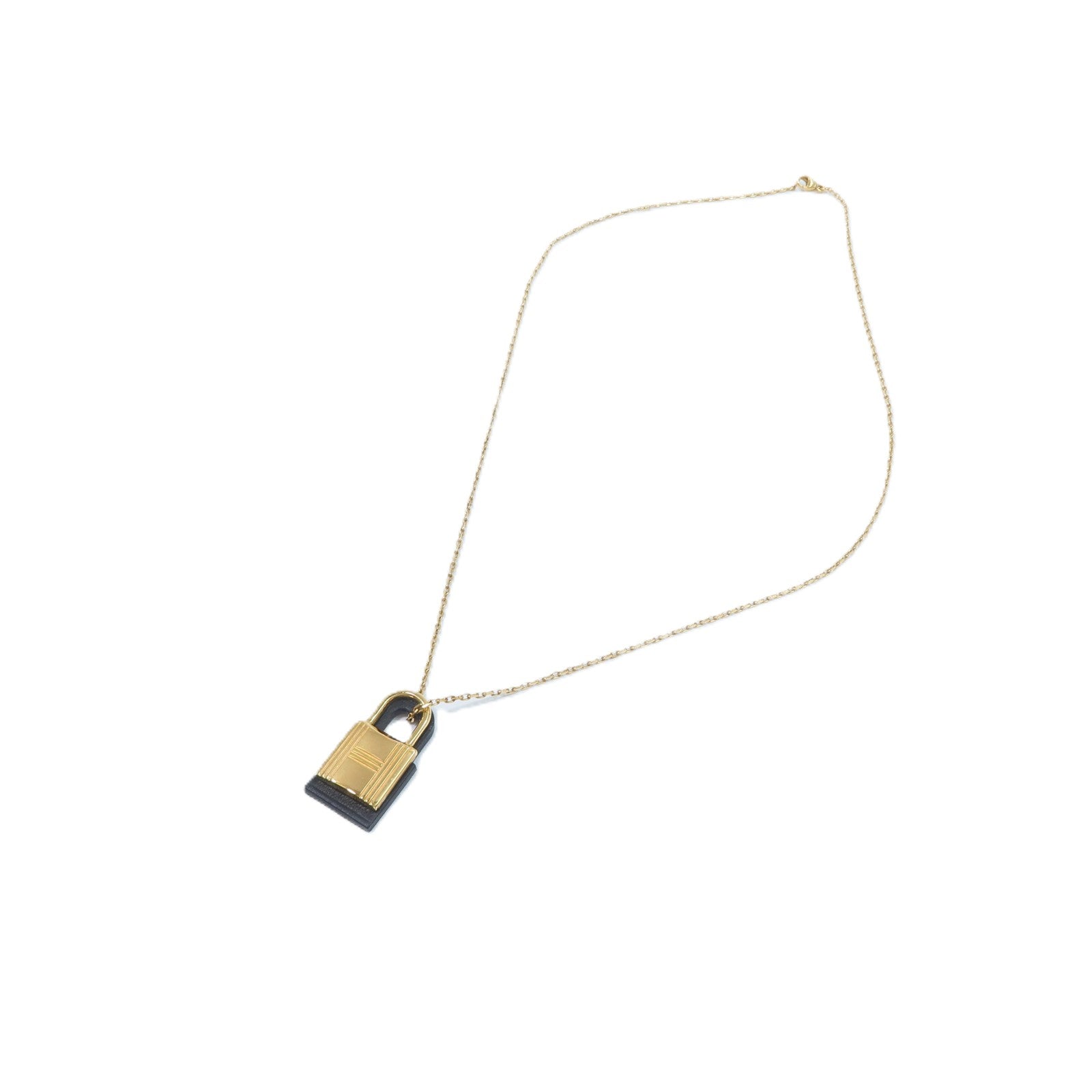 HERMES 金屬/Swift皮革O'Kelly Necklace項鍊Noir