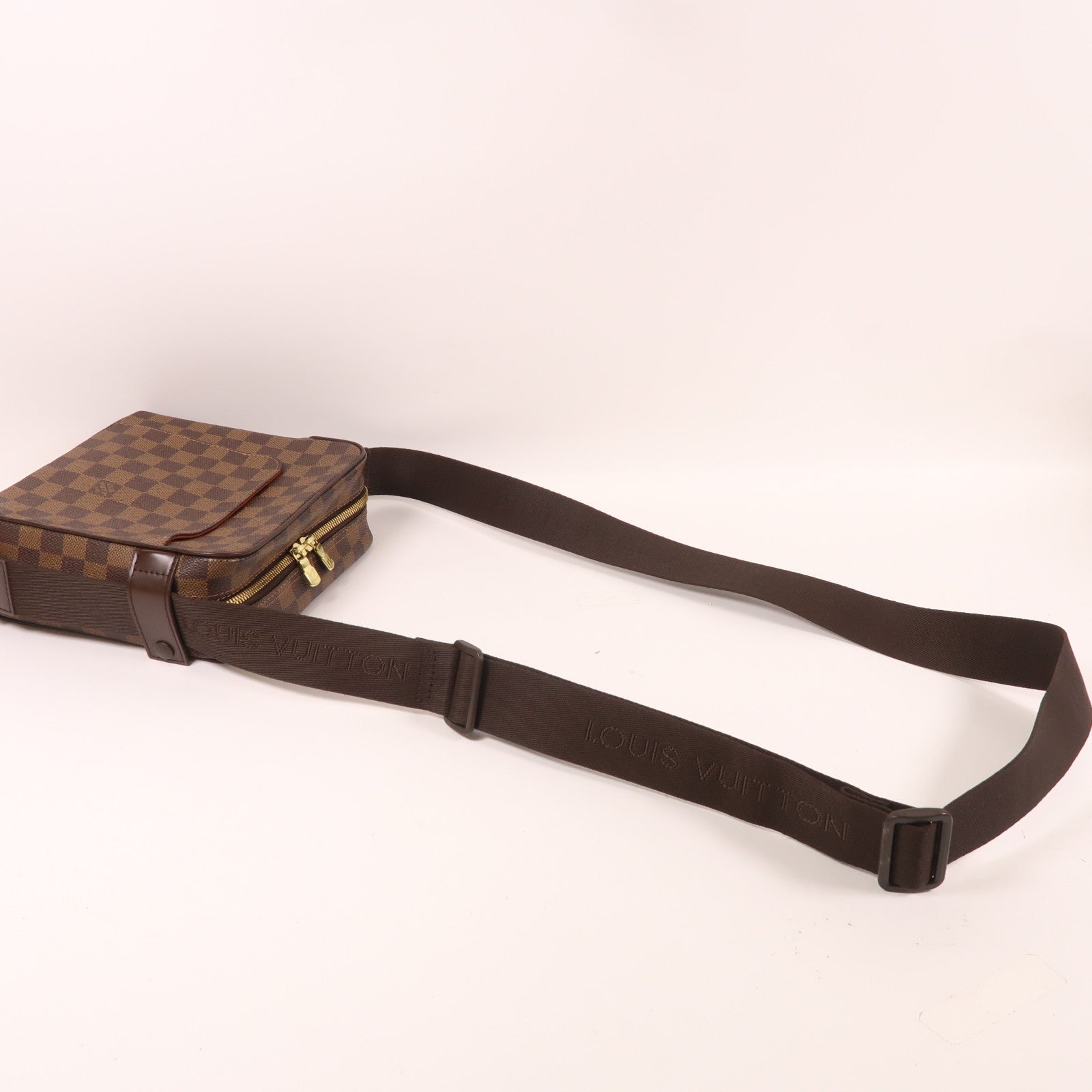 LOUIS VUITTON Damier Ebene Olav金扣肩背袋棕色