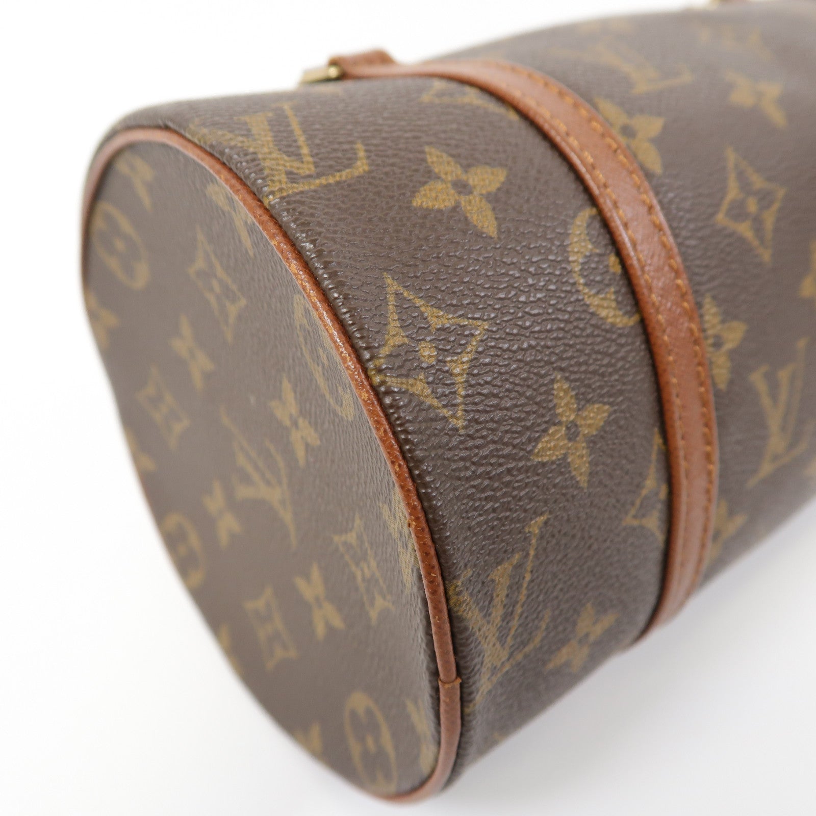 LOUIS VUITTON Monogram Papillon PM金扣手挽袋棕色