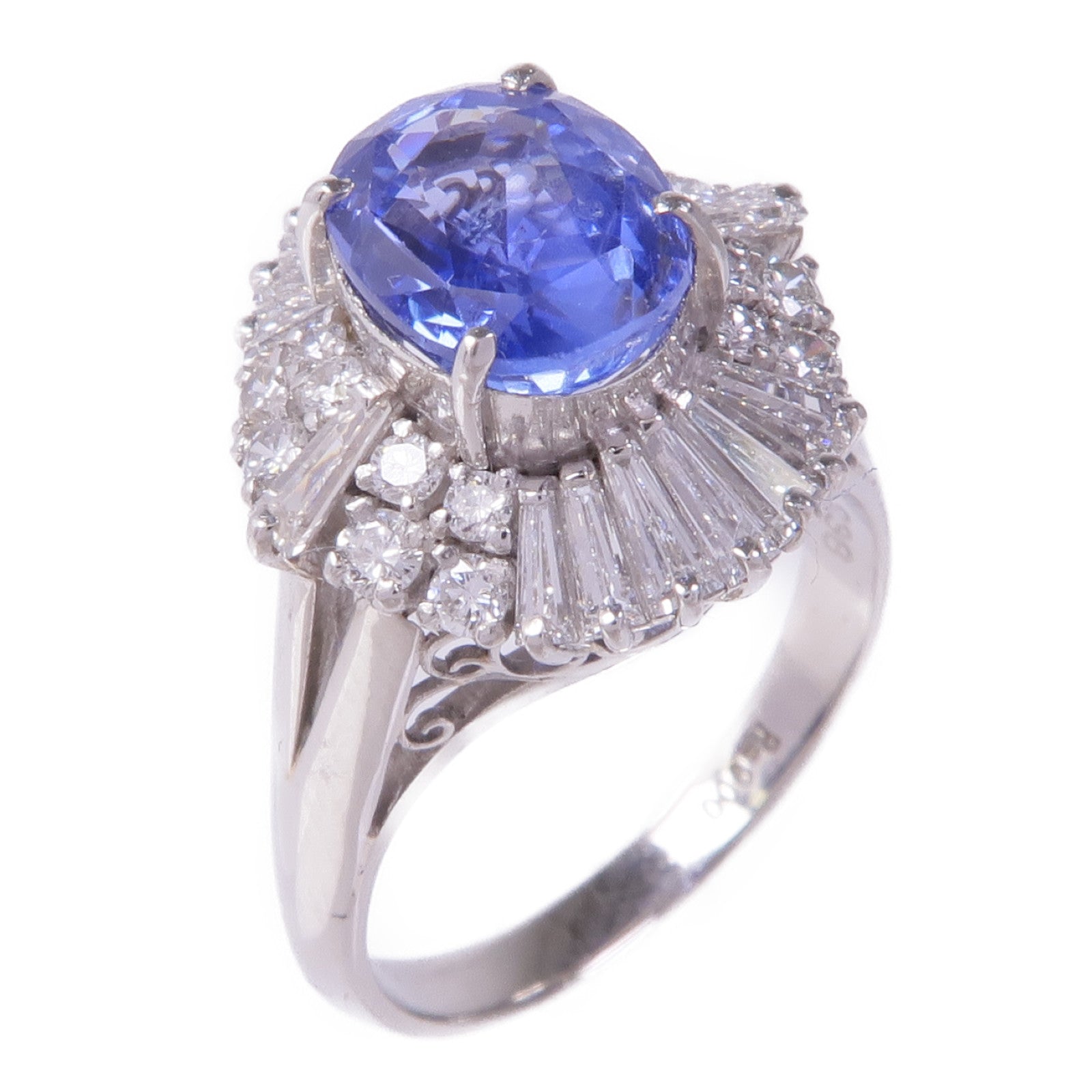 JEWELRY PM900鈀Sapphire Diamond Ring藍寶石/鑽石戒指US#5.75
