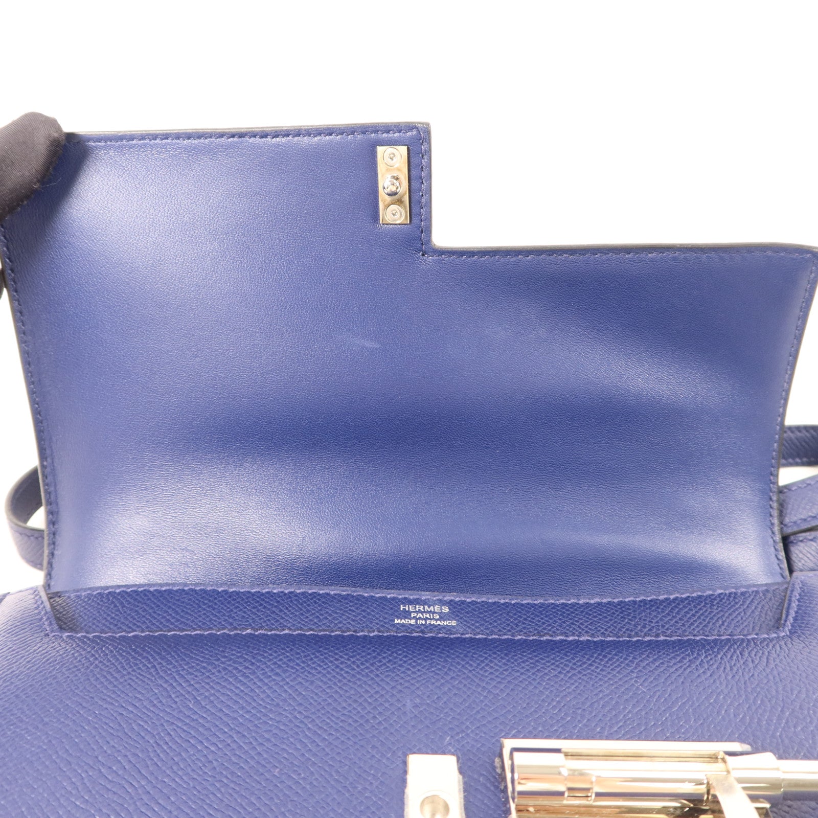 HERMES 【激減優惠】Epsom皮革Verrou 23銀扣肩背袋Bleu Saphir