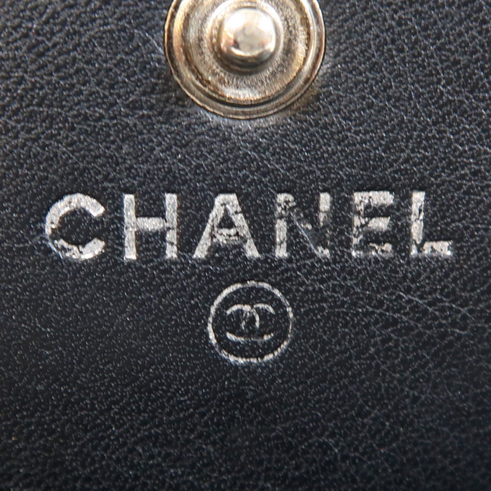 CHANEL 菱格牛皮皮革Long Wallet銀扣長錢包黑色