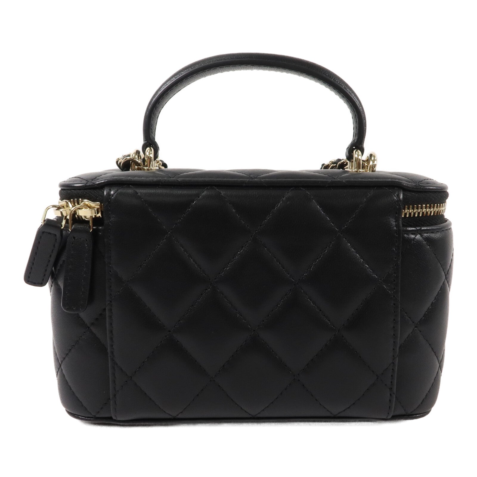 CHANEL 羊皮皮革Handle Vanity Case鏈帶手挽肩背兩用袋