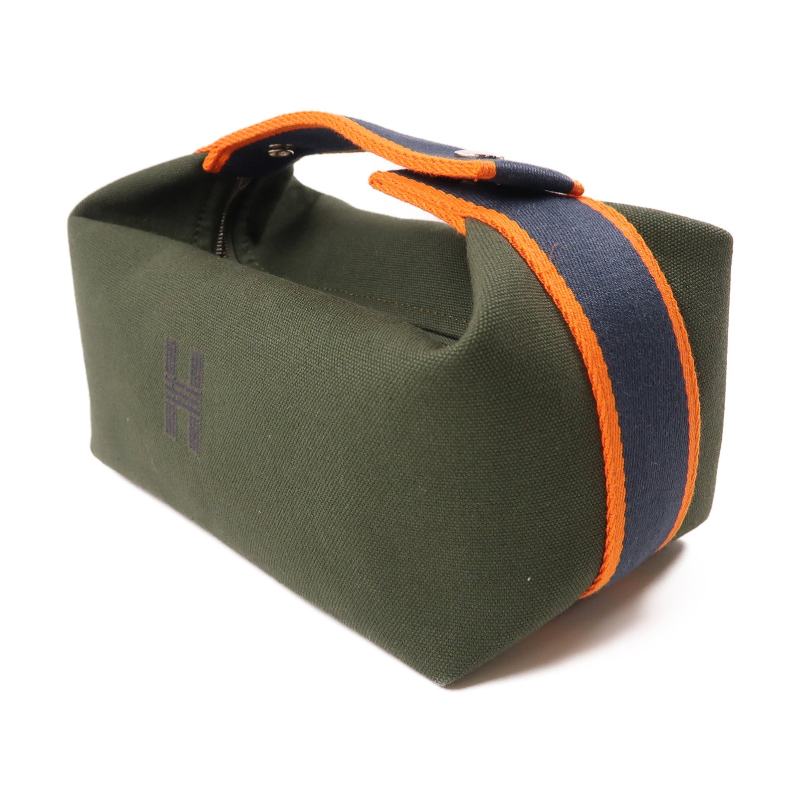 HERMES Toile H Bride a Brac銀扣手挽袋深綠色