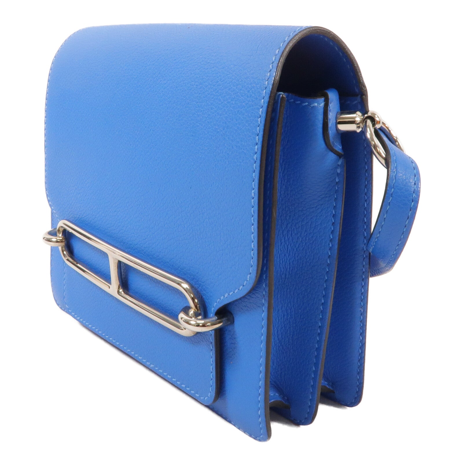 HERMES Evercolor皮革Roulis Mini肩背袋Bleu Hydra