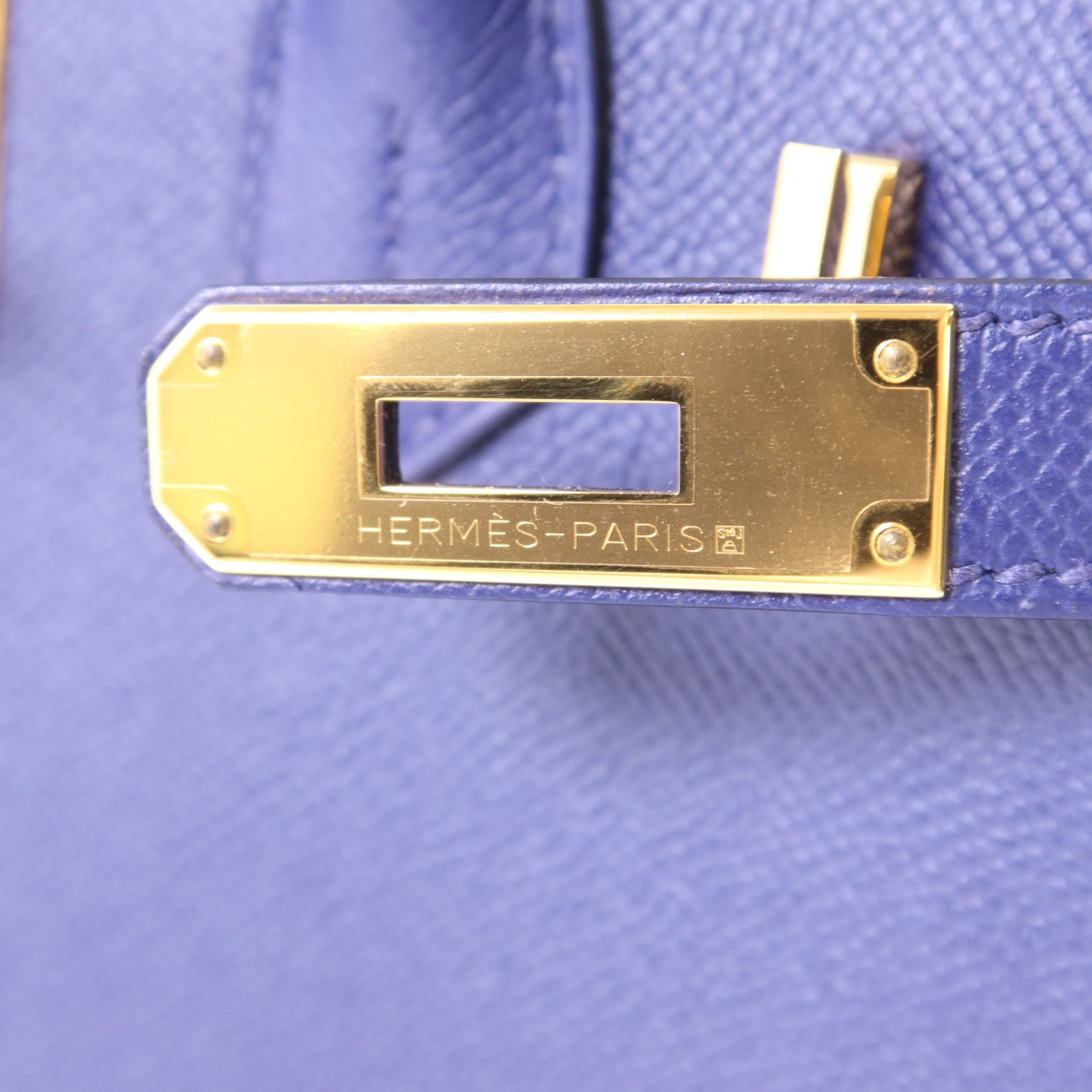HERMES Epsom皮革Birkin 30金扣手挽袋Bleu Saphir