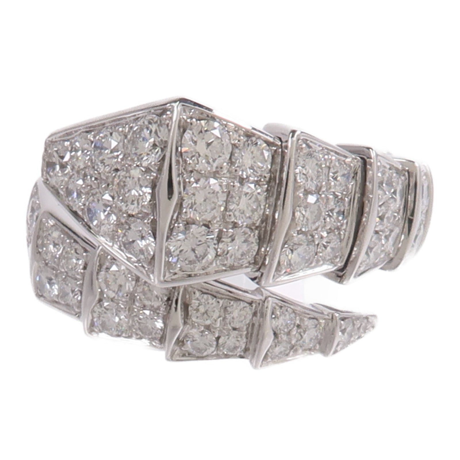 BVLGARI 18K白金Serpenti Viper Ring鑽石戒指
