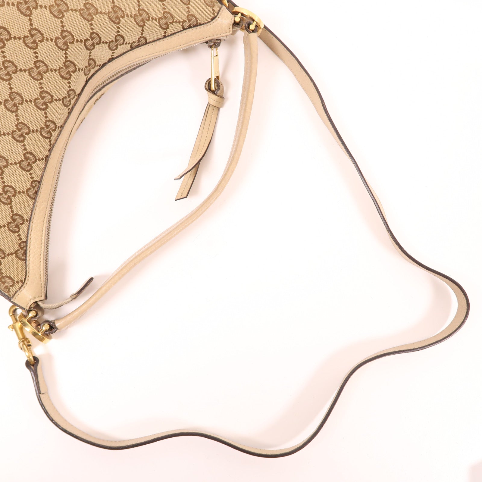GUCCI 牛皮皮革/帆布2 Way Shoulder Bag金扣手挽肩背兩用袋