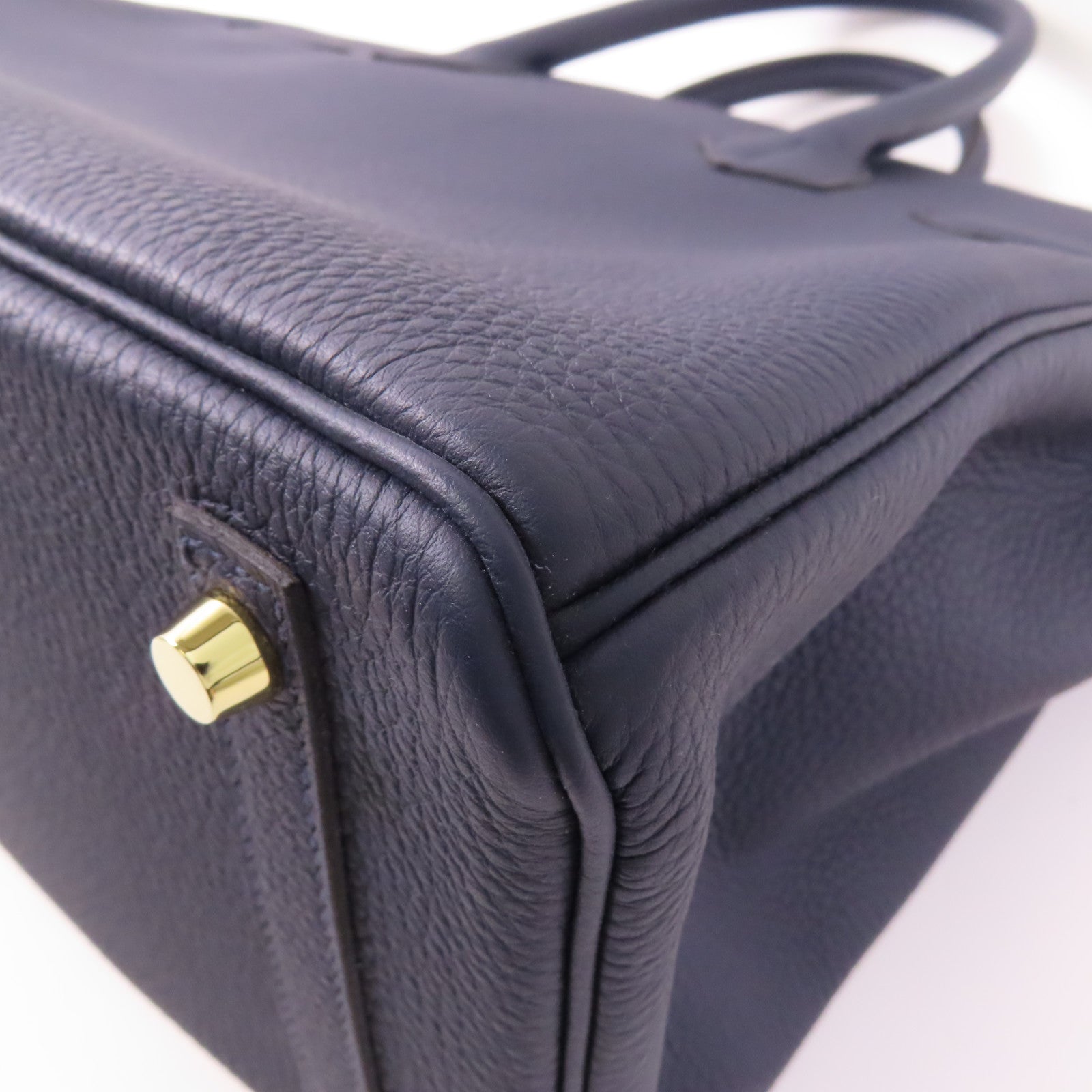 HERMES Clemence皮革Birkin 30金扣手挽袋Bleu Nuit