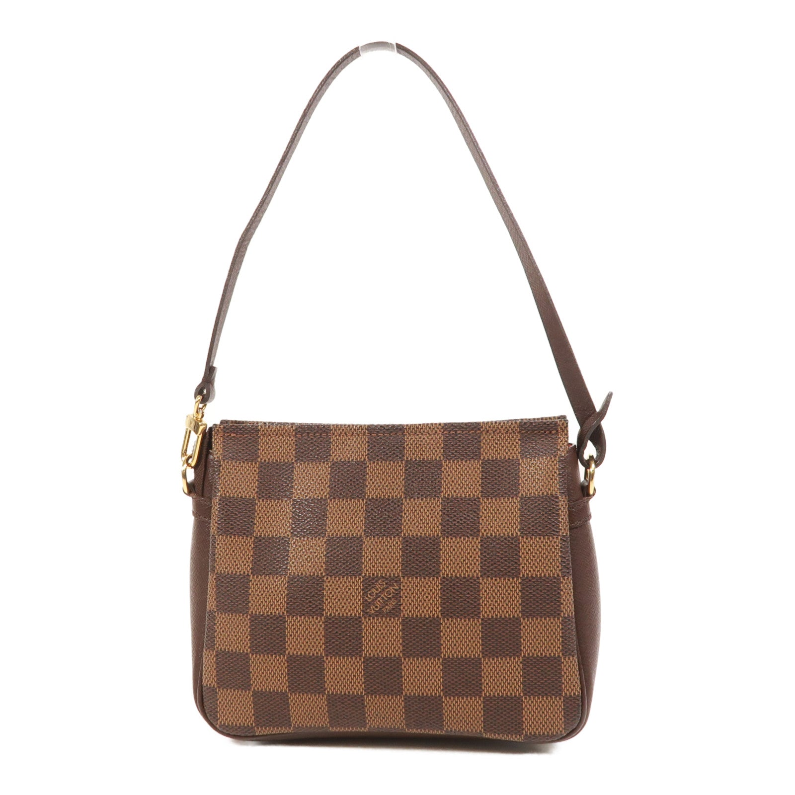 LOUIS VUITTON Damier Trousse Makeup Accessory Pouch金扣手挽袋棕色