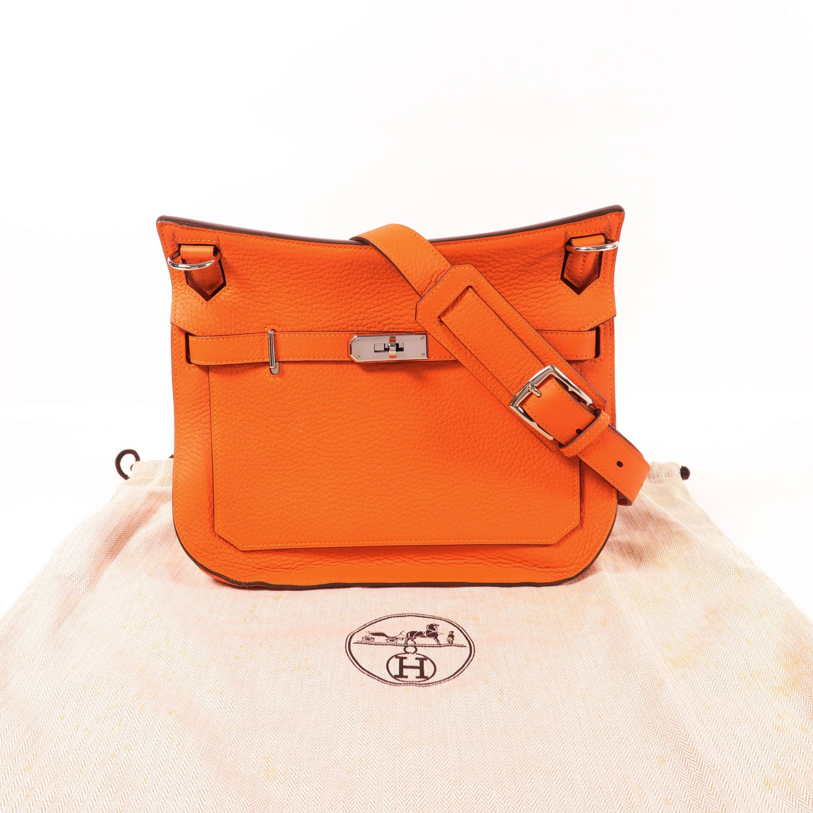 HERMES Clemence皮革Jypsiere 28銀扣肩背袋