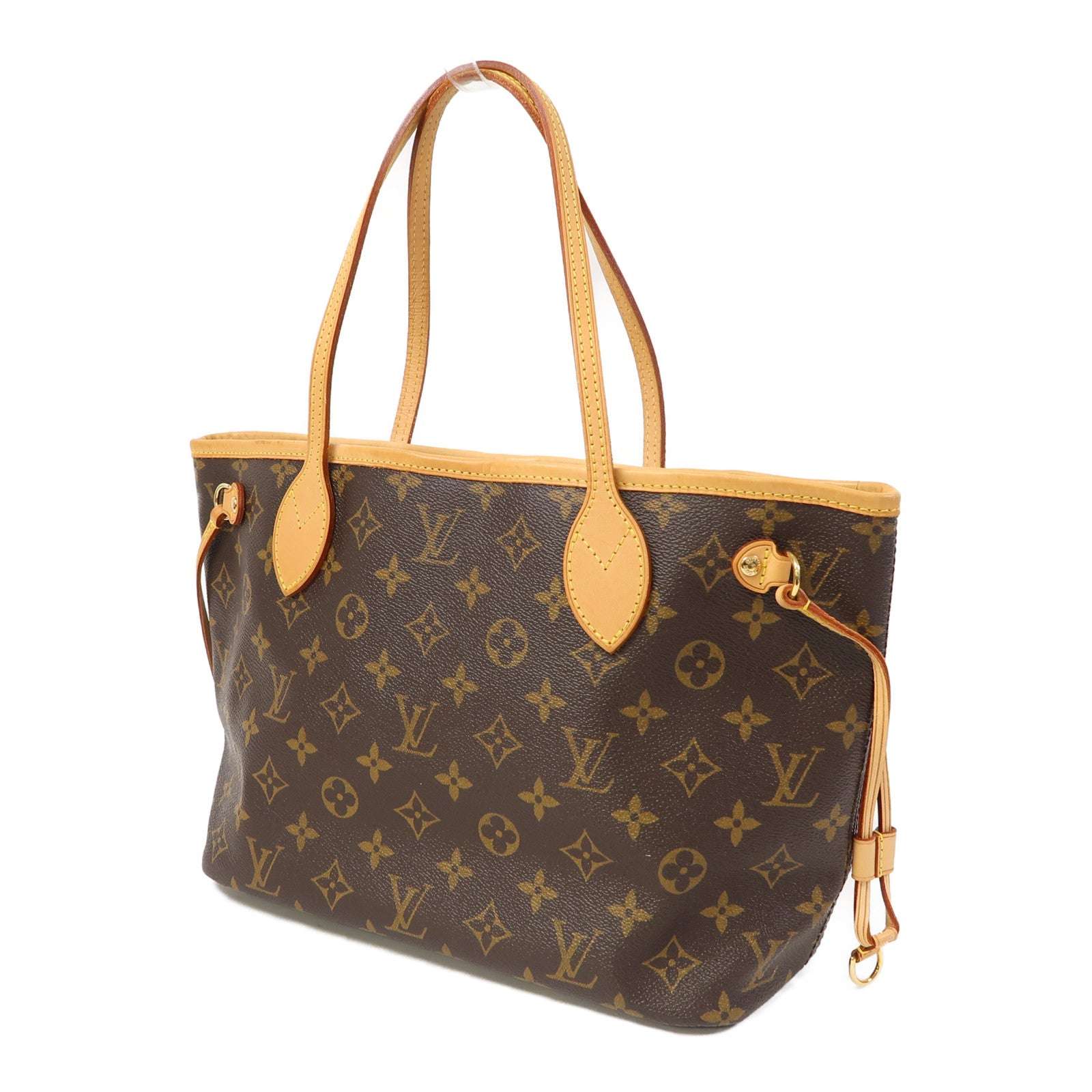 LOUIS VUITTON Monogram Neverfull PM金扣手挽袋啡色