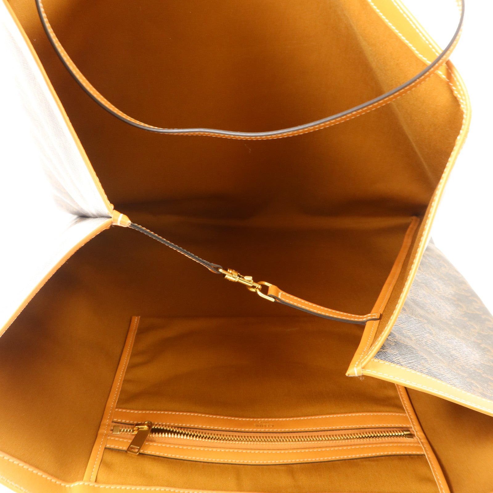 CELINE 塗層帆布Large Flat Shopper金扣手挽袋