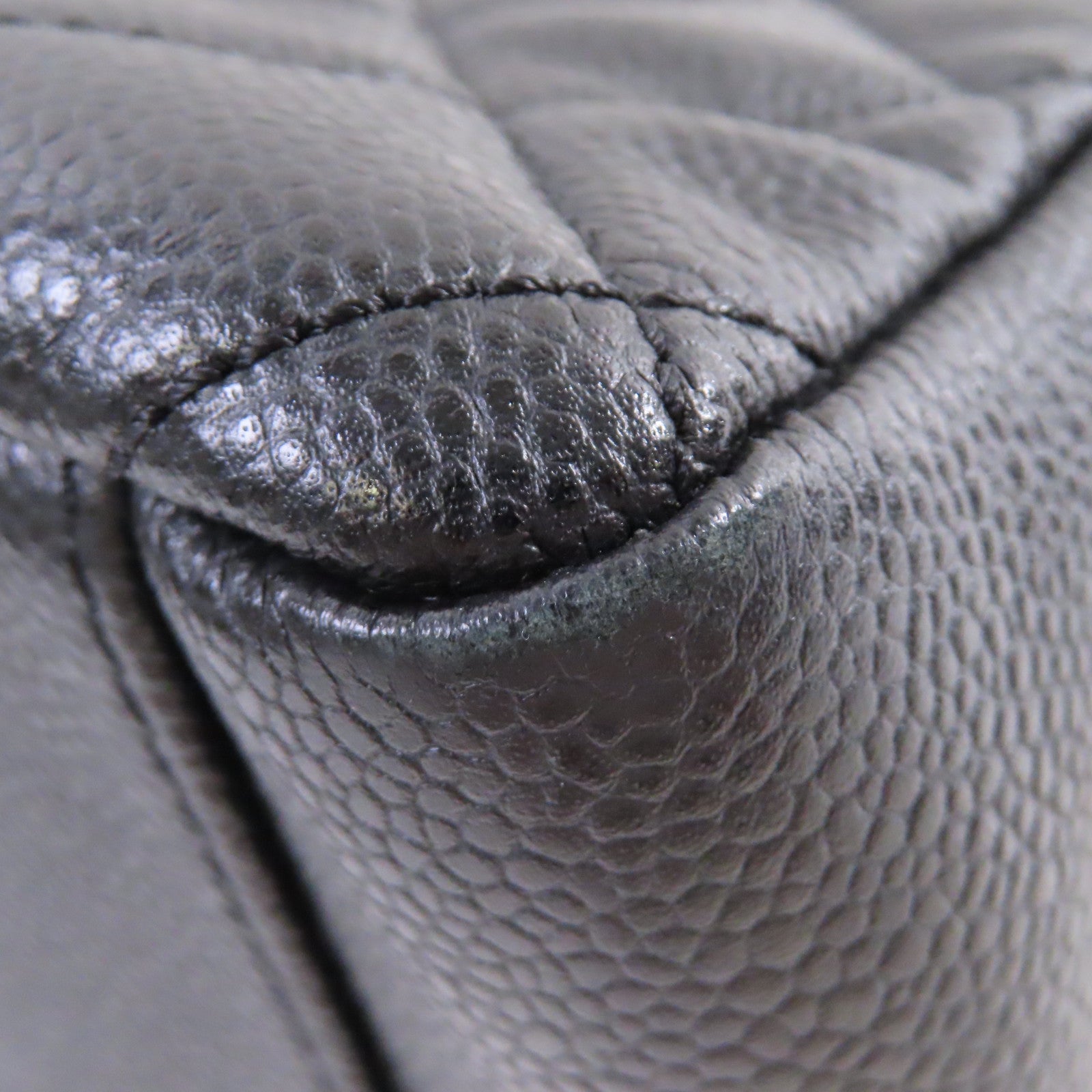 CHANEL 菱格Caviar皮革GST Chain Shoulder Bag金扣鏈帶肩背袋黑色