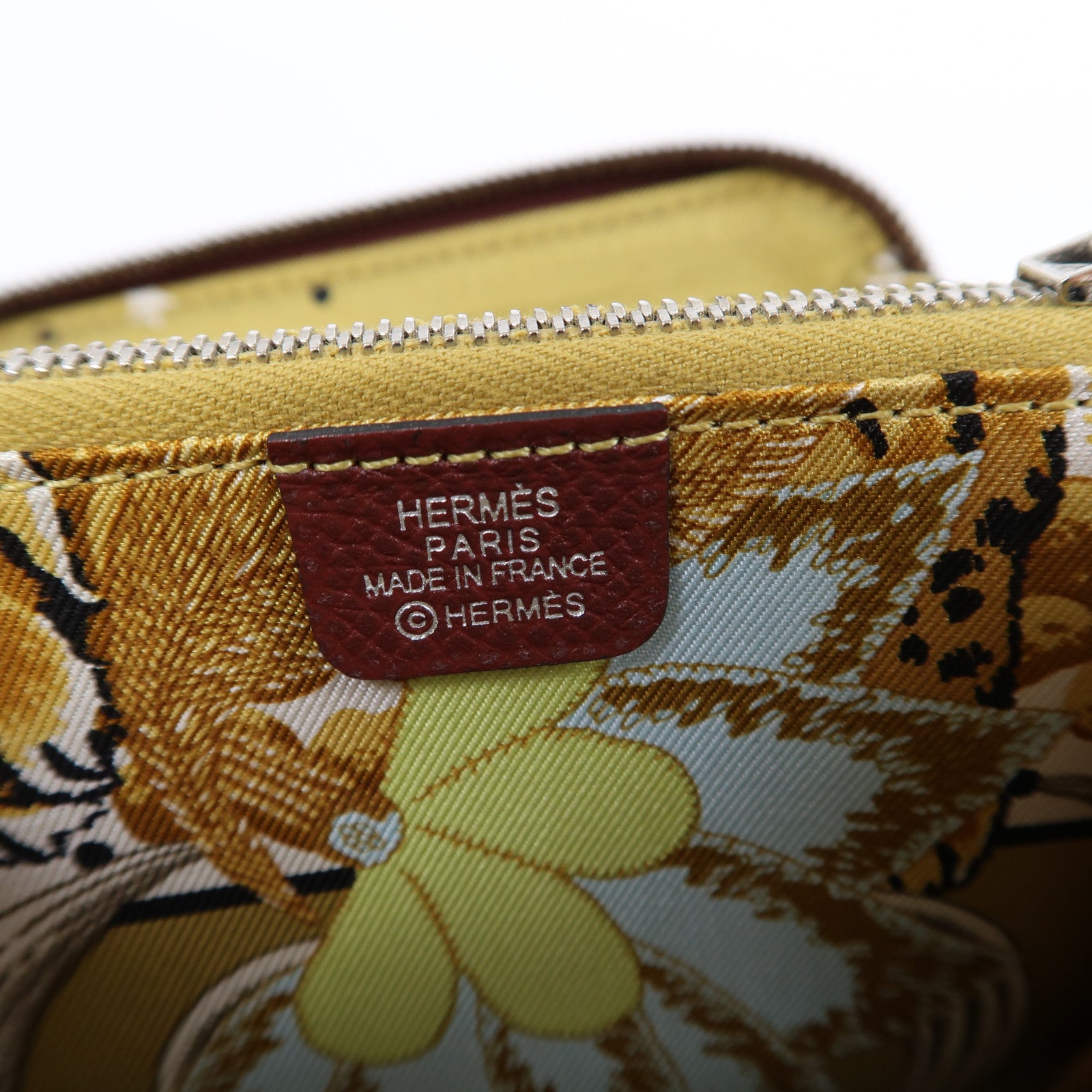 HERMES Epsom皮革Silk'In Compact銀扣錢包紅色