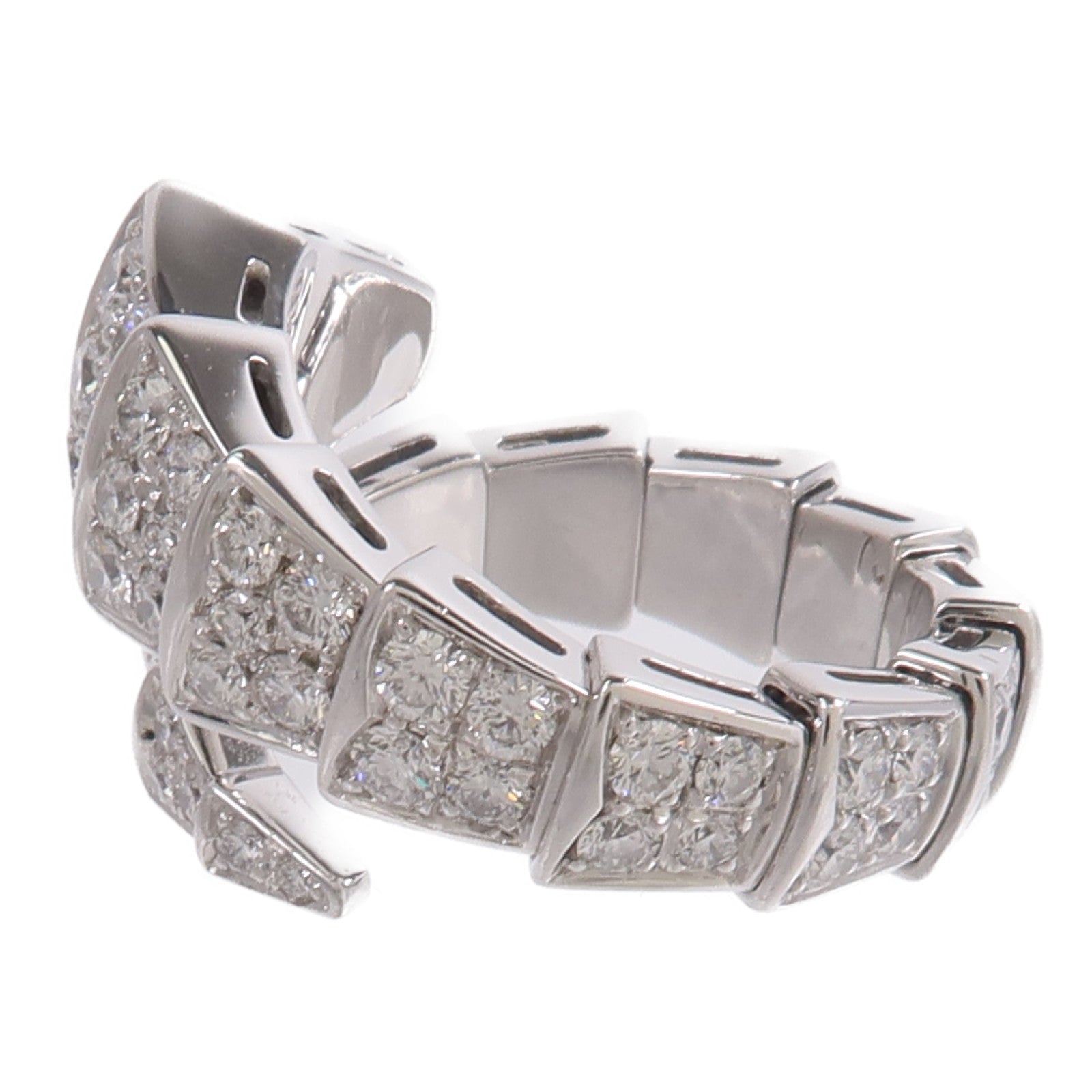 BVLGARI 18K白金Serpenti Viper Ring鑽石戒指