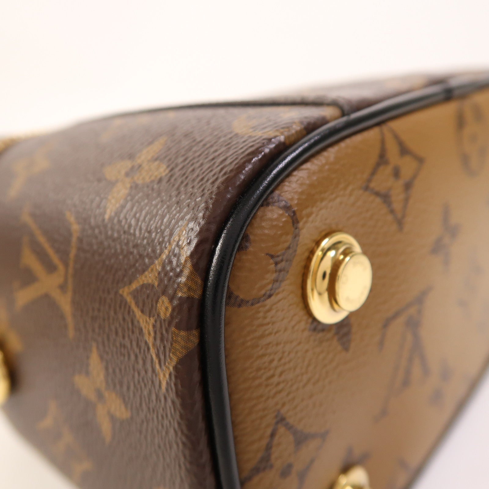 LOUIS VUITTON Monogram Reverse Vanity PM金扣手挽肩背兩用袋棕色