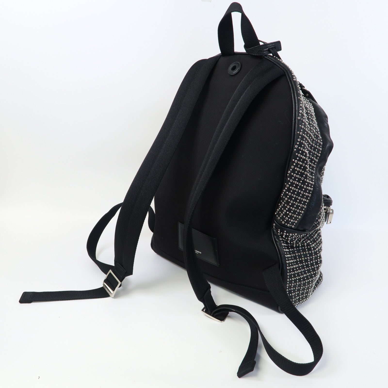 YVES SAINT LAURENT 牛皮皮革Backpack銀扣背包黑色