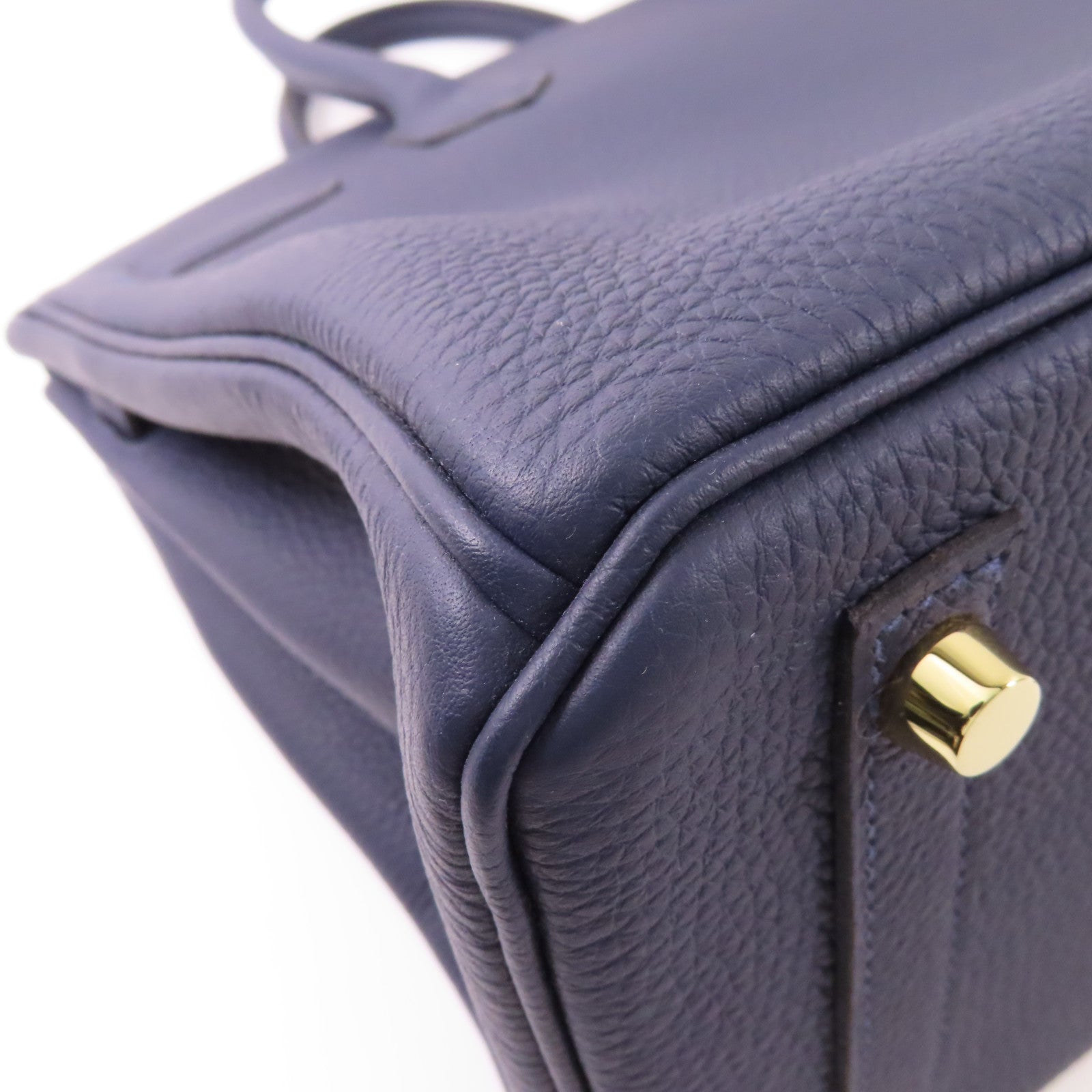 HERMES Clemence皮革Birkin 30金扣手挽袋Bleu Nuit