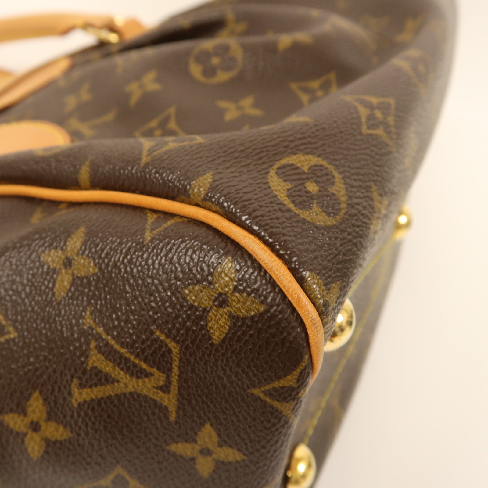 LOUIS VUITTON Monogram Tivoli PM金扣手挽袋棕色
