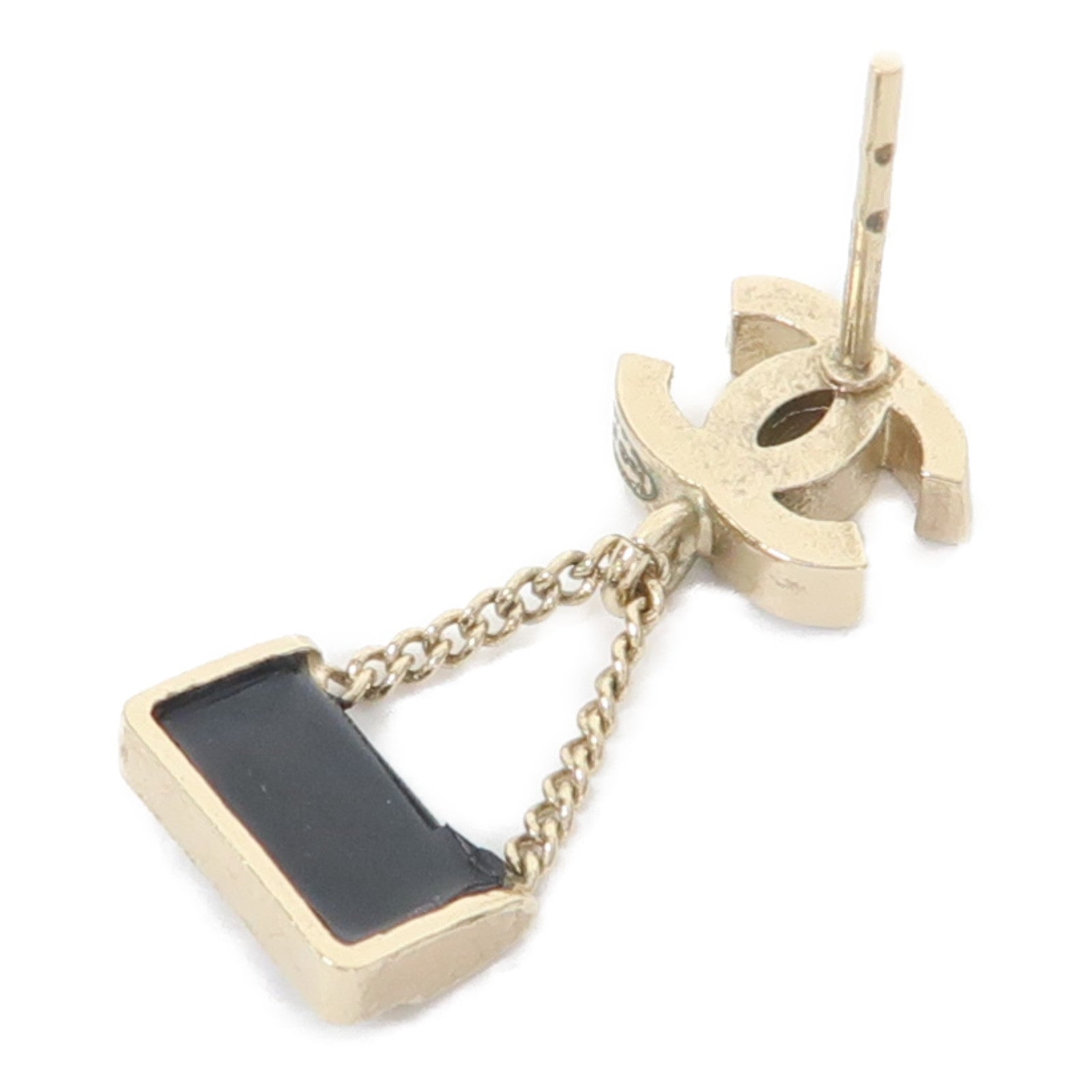 CHANEL 金屬Bag Drop Earrings耳環黑色/金色