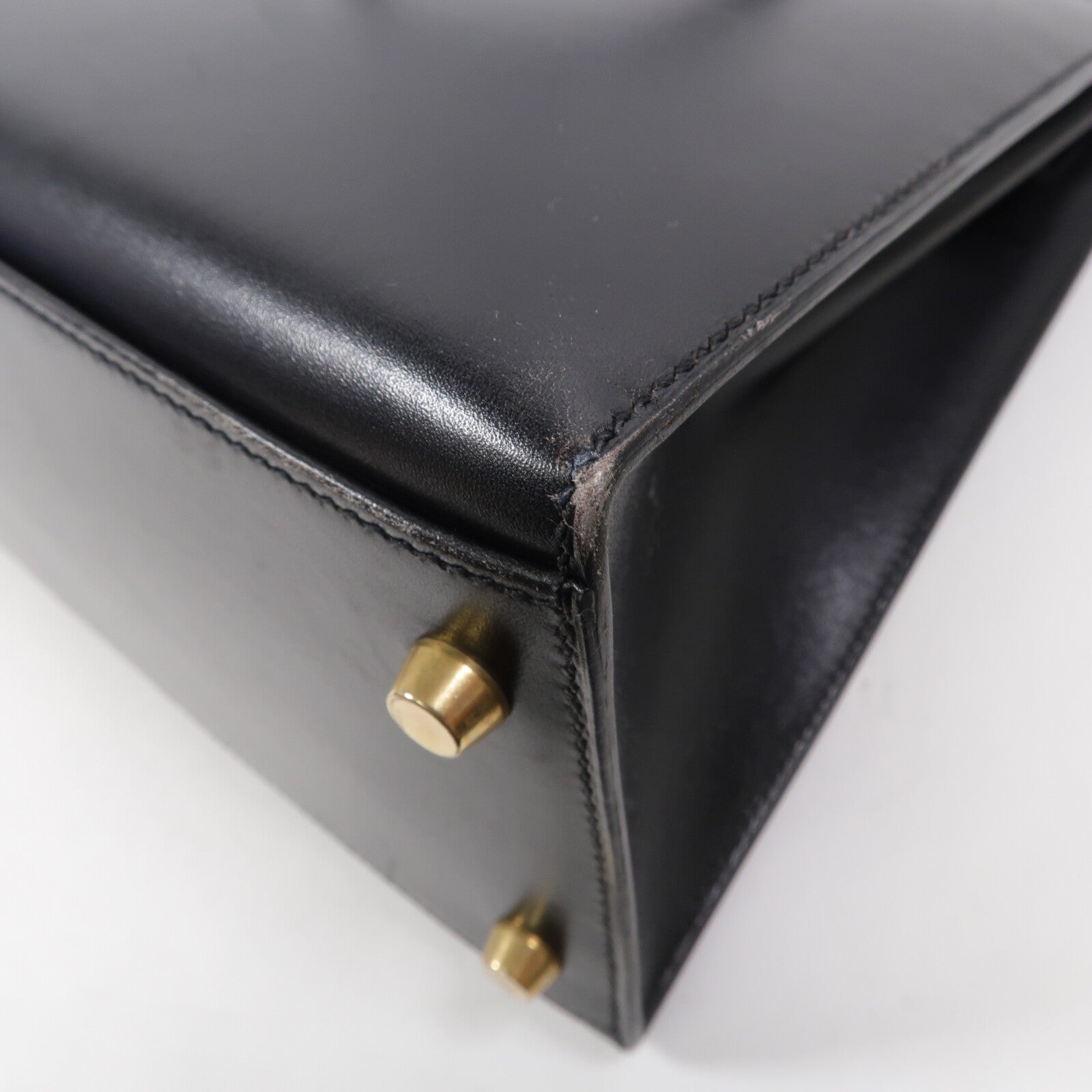 HERMES Box皮革Kelly 32手挽肩背兩用袋Noir