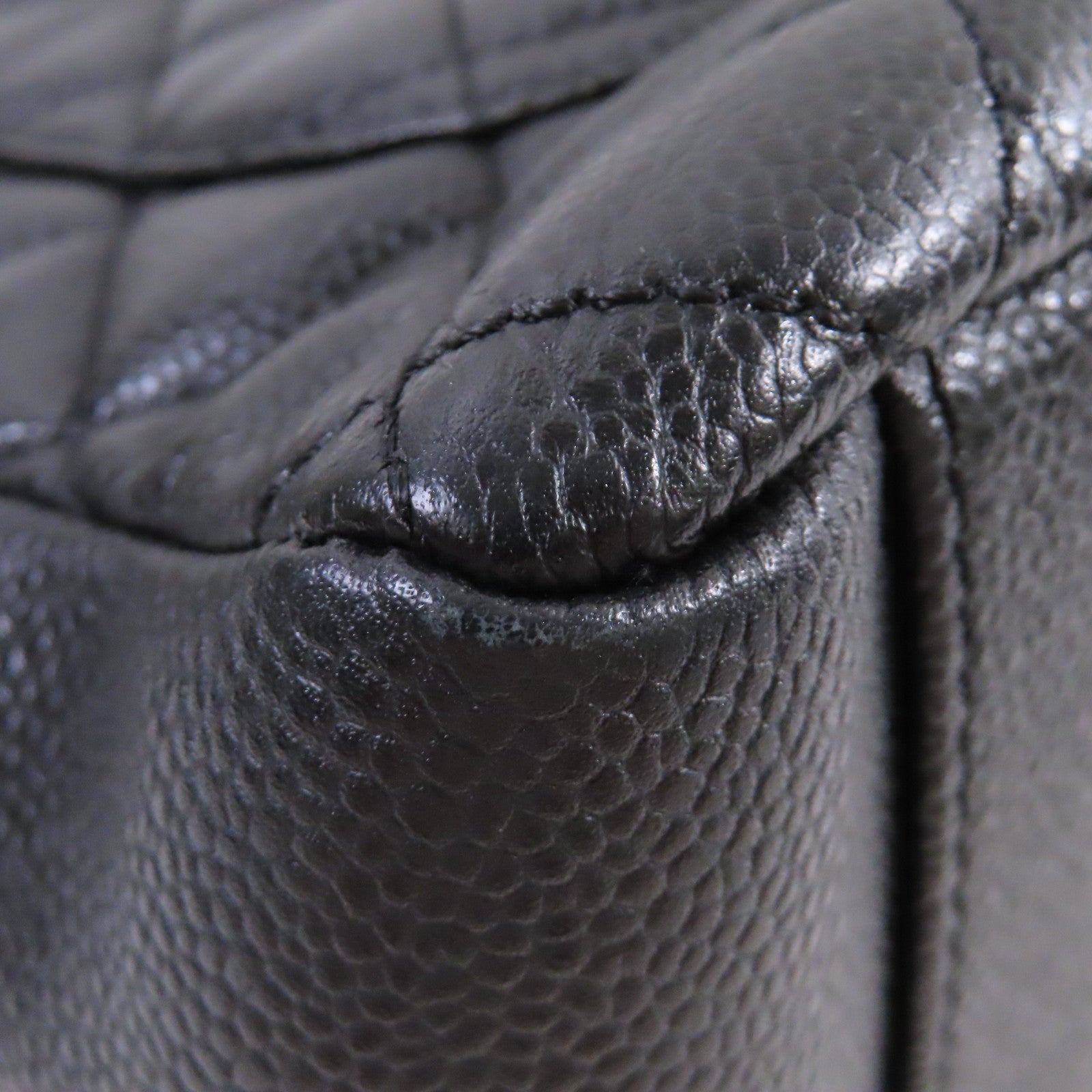CHANEL 菱格Caviar皮革GST Chain Shoulder Bag金扣鏈帶肩背袋黑色