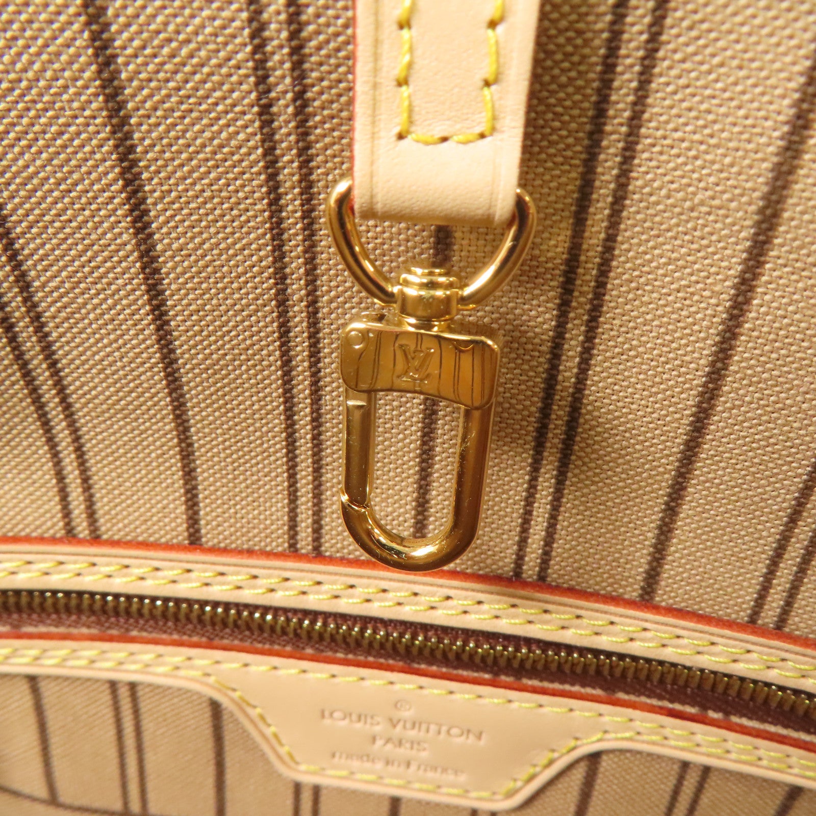 LOUIS VUITTON Monogram Neverfull PM金扣手挽袋啡色