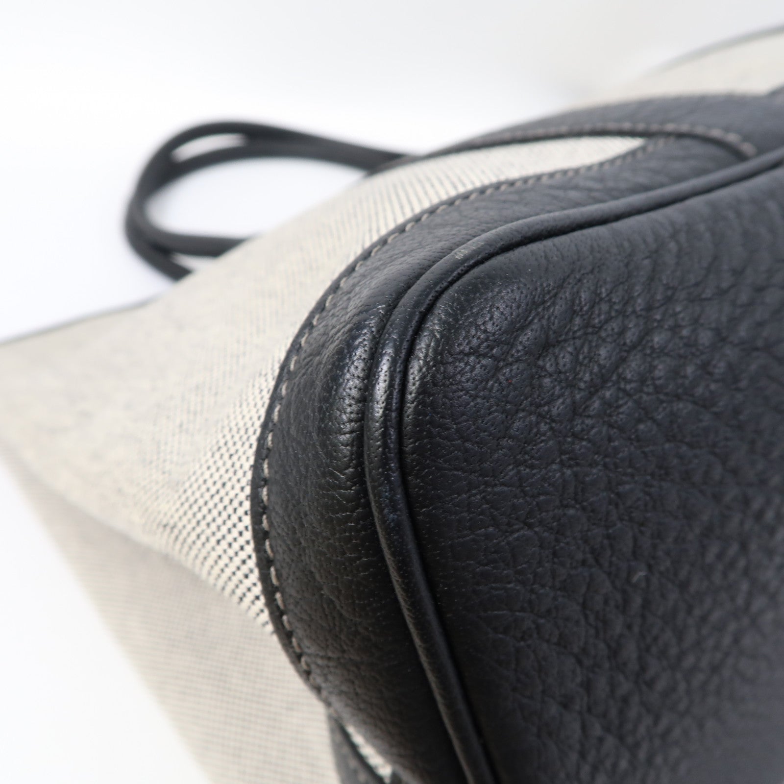 HERMES 帆布Garden Party PM銀扣手挽袋Noir黑色