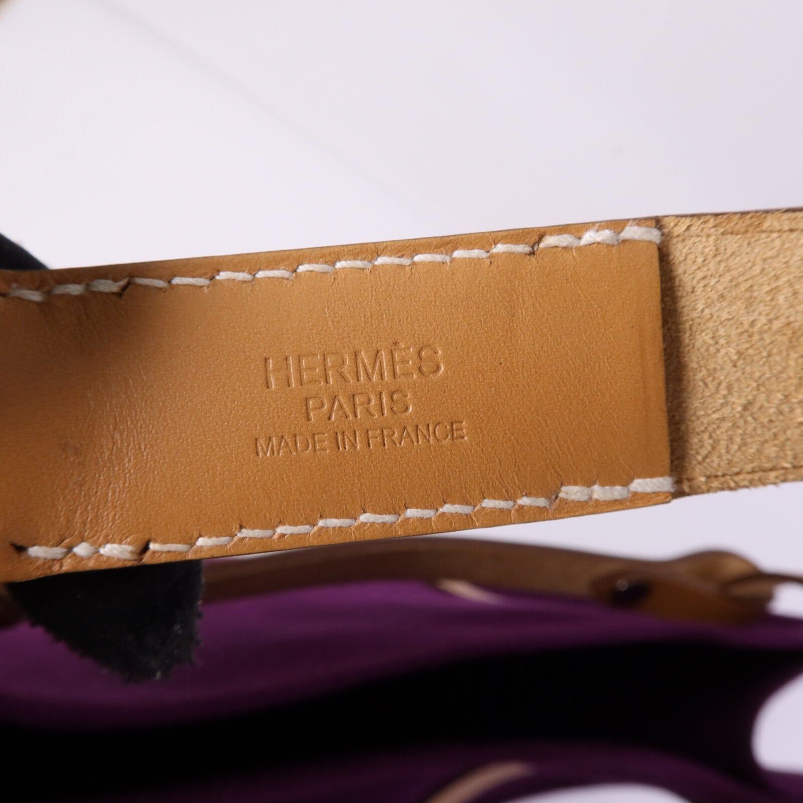 HERMES 帆布Cabalicol銀扣肩背袋Anemone