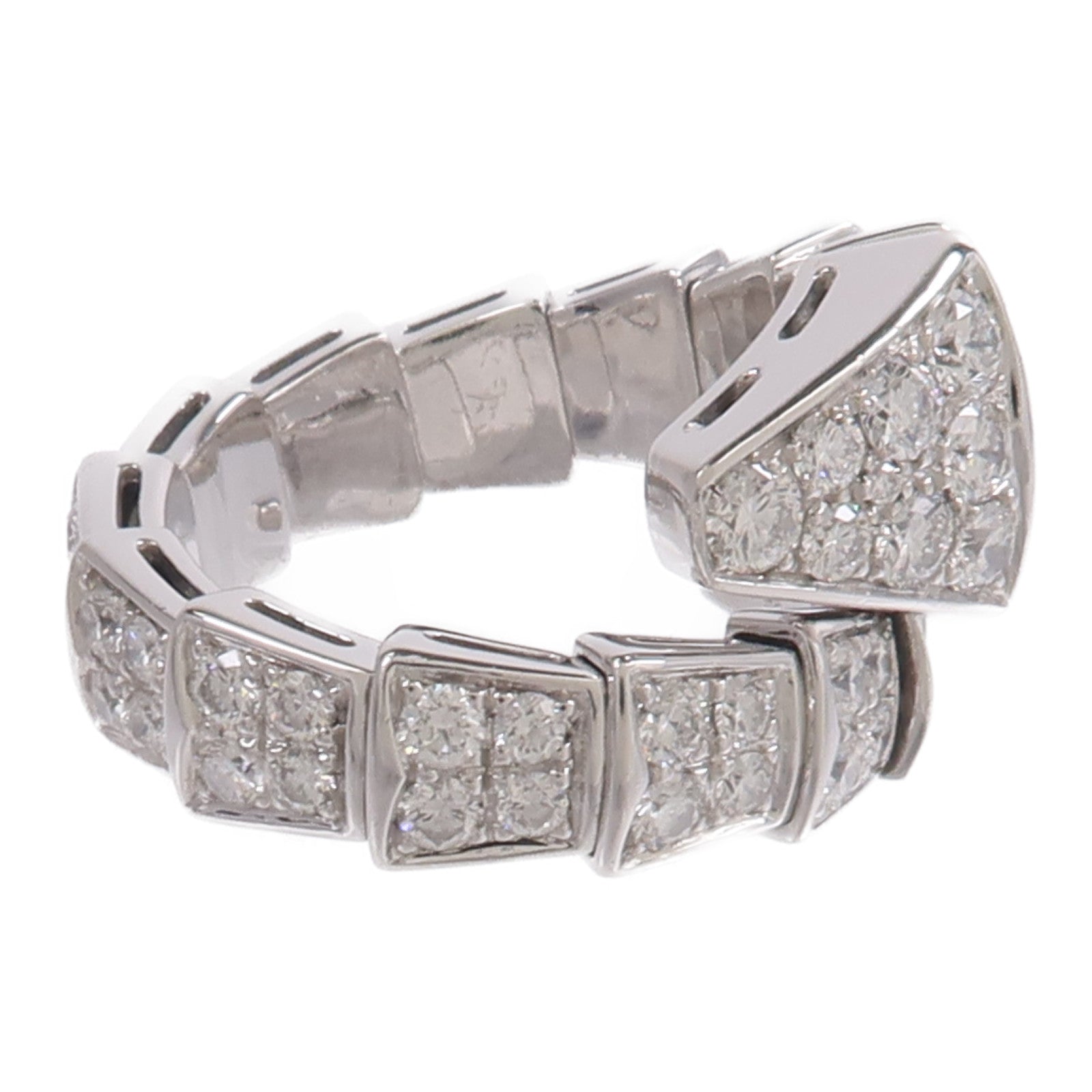 BVLGARI 18K白金Serpenti Viper Ring鑽石戒指